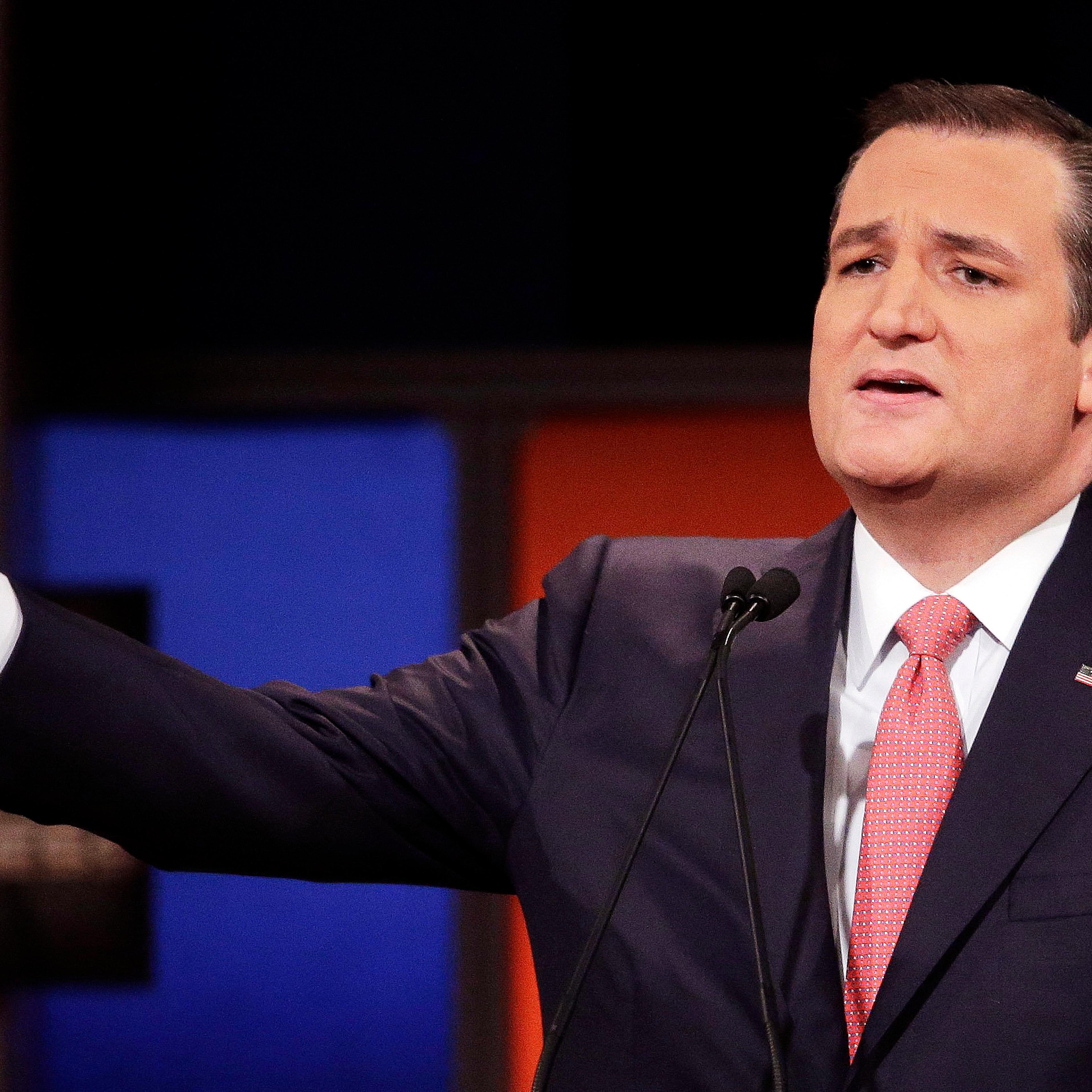 Republican presidential candidate, Sen. Ted Cruz, R-Texas, speaks during the Republican presidential debate at the North Charleston Coliseum, Thursday, Jan. 14, 2016, in North Charleston, S.C.