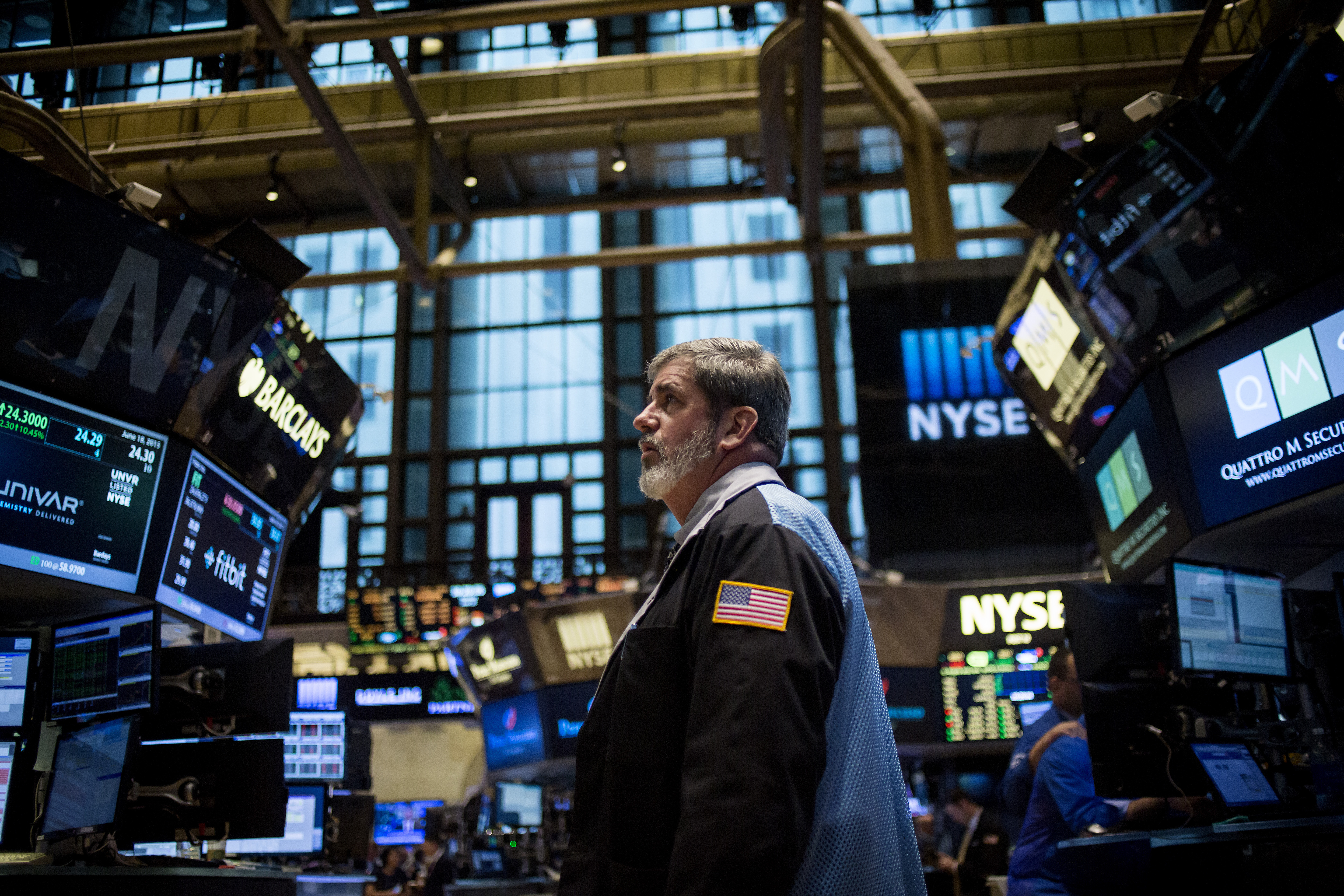 A trader on the floor of the New York Stock Exchange.