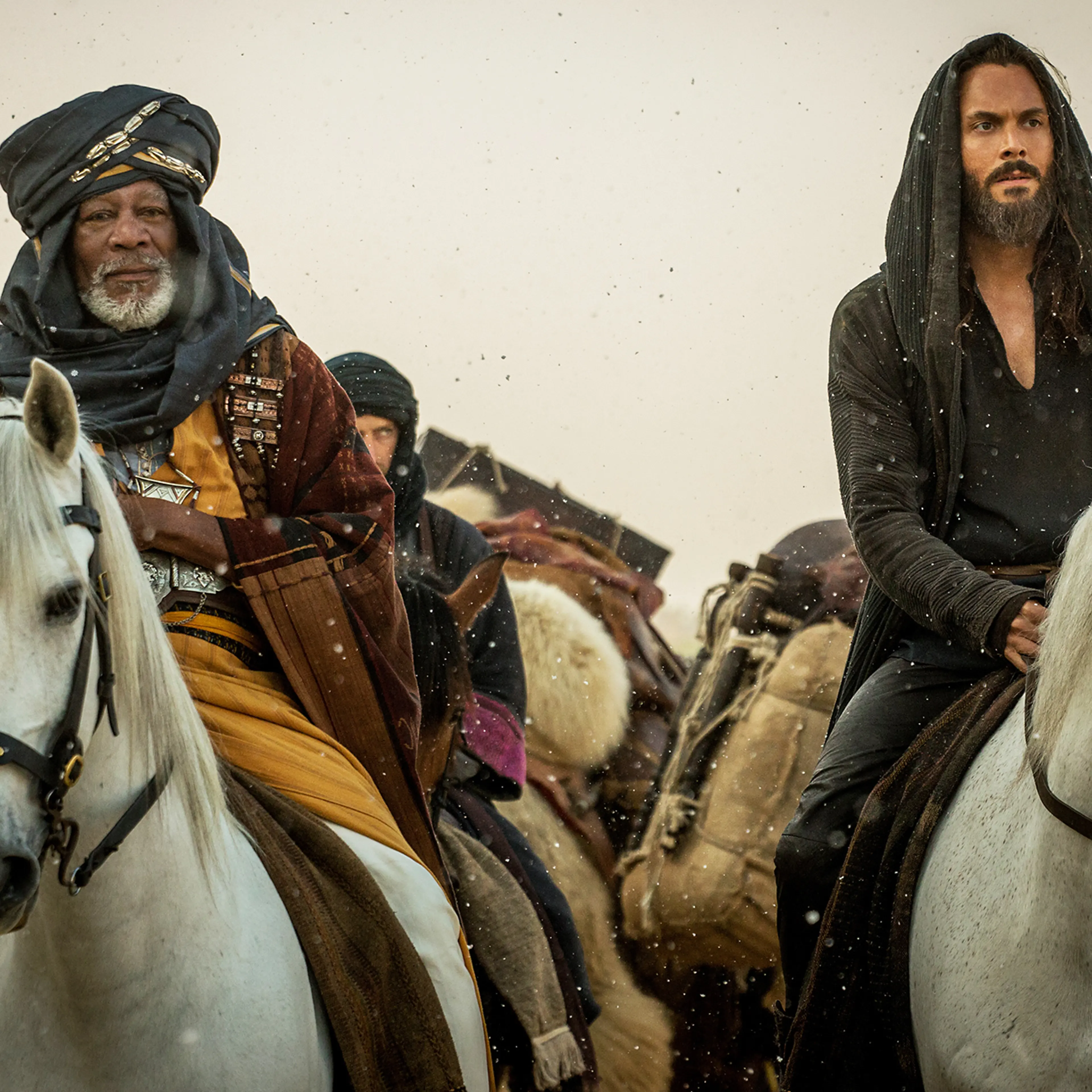 Morgan Freeman and Jack Huston in Ben-Hur.