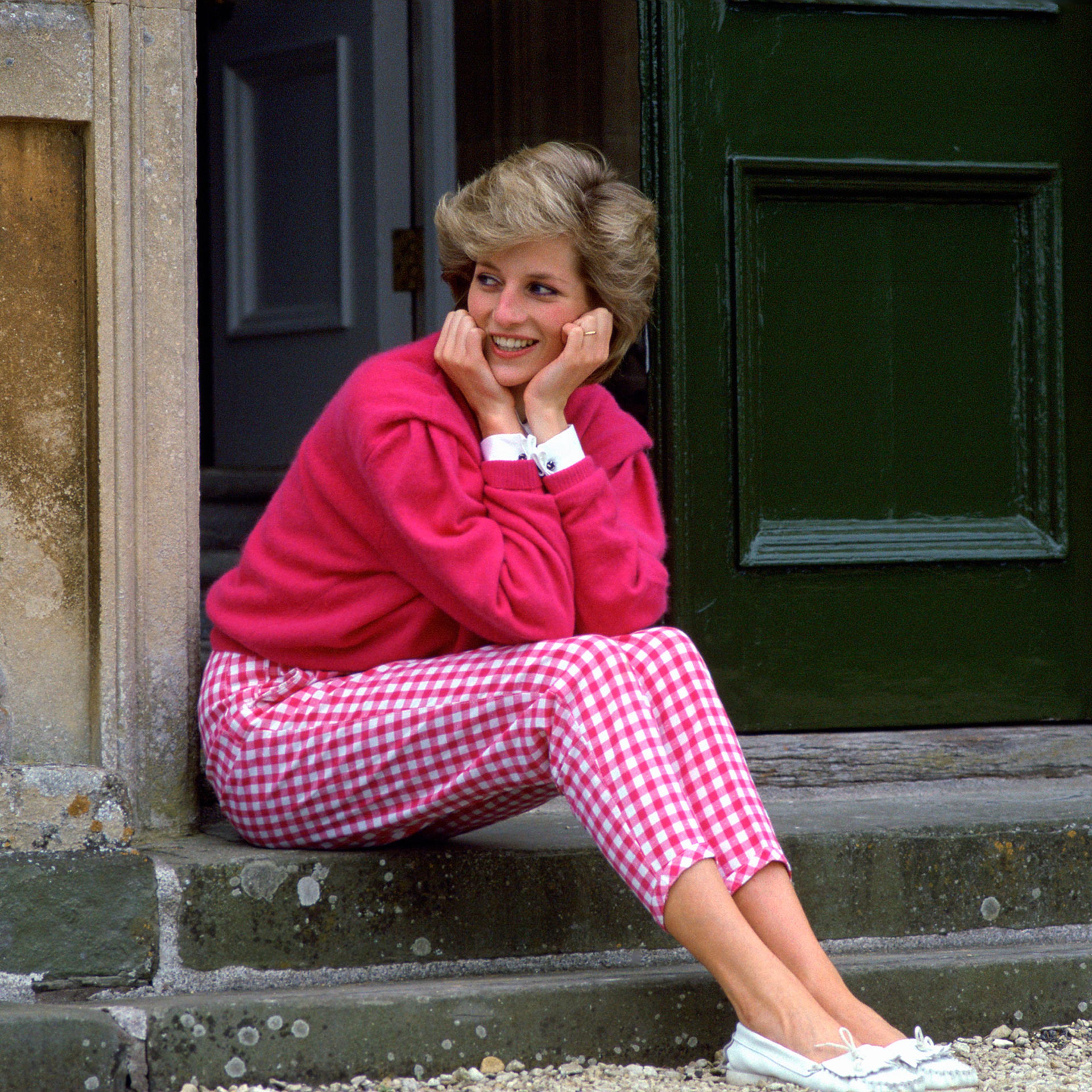 Diana, Princess Of Wales, on the steps outside her country home, Highgrove, on July 18, 1986.