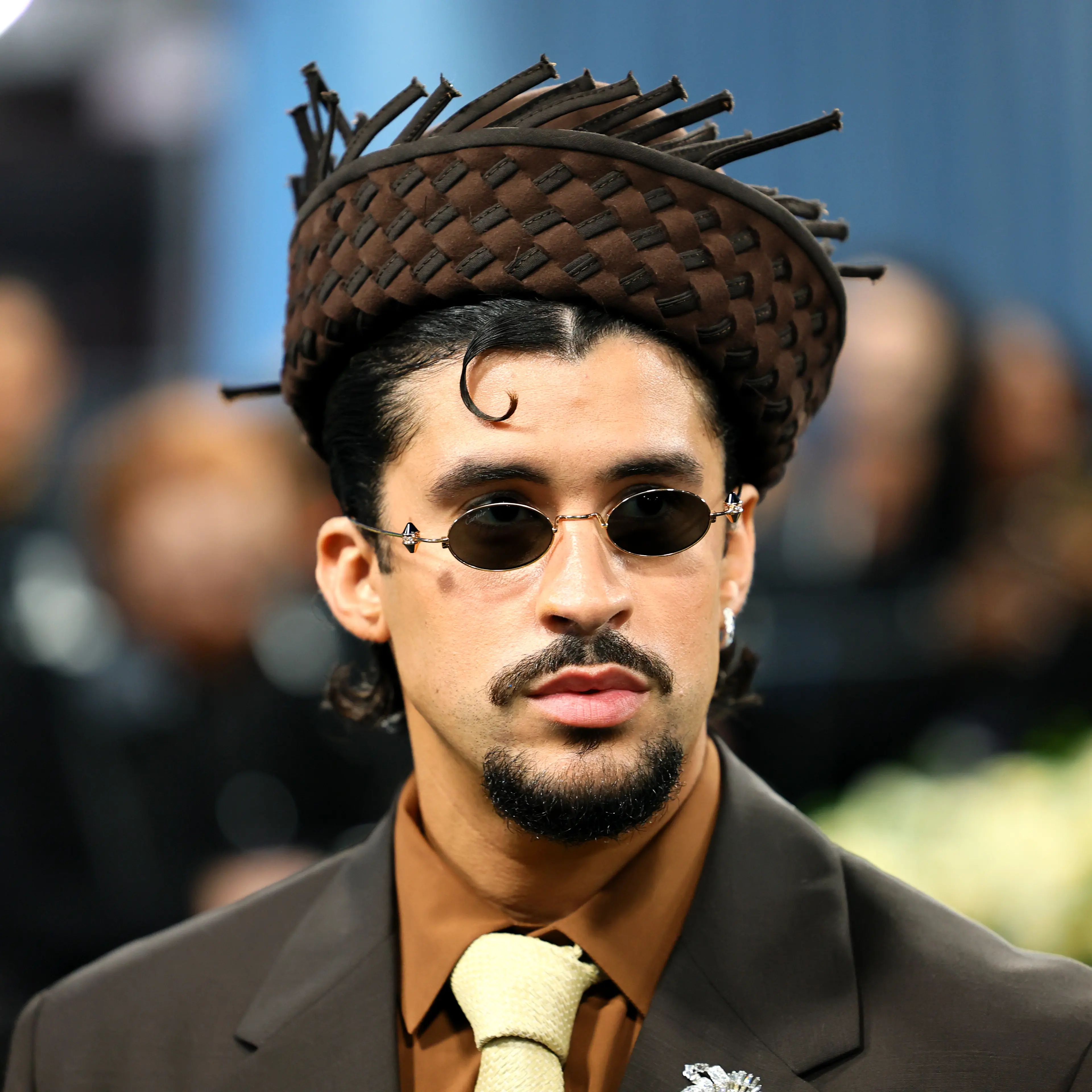 Bad Bunny arrives at the 2025 Met Gala Celebrating "Superfine: Tailoring Black Style"