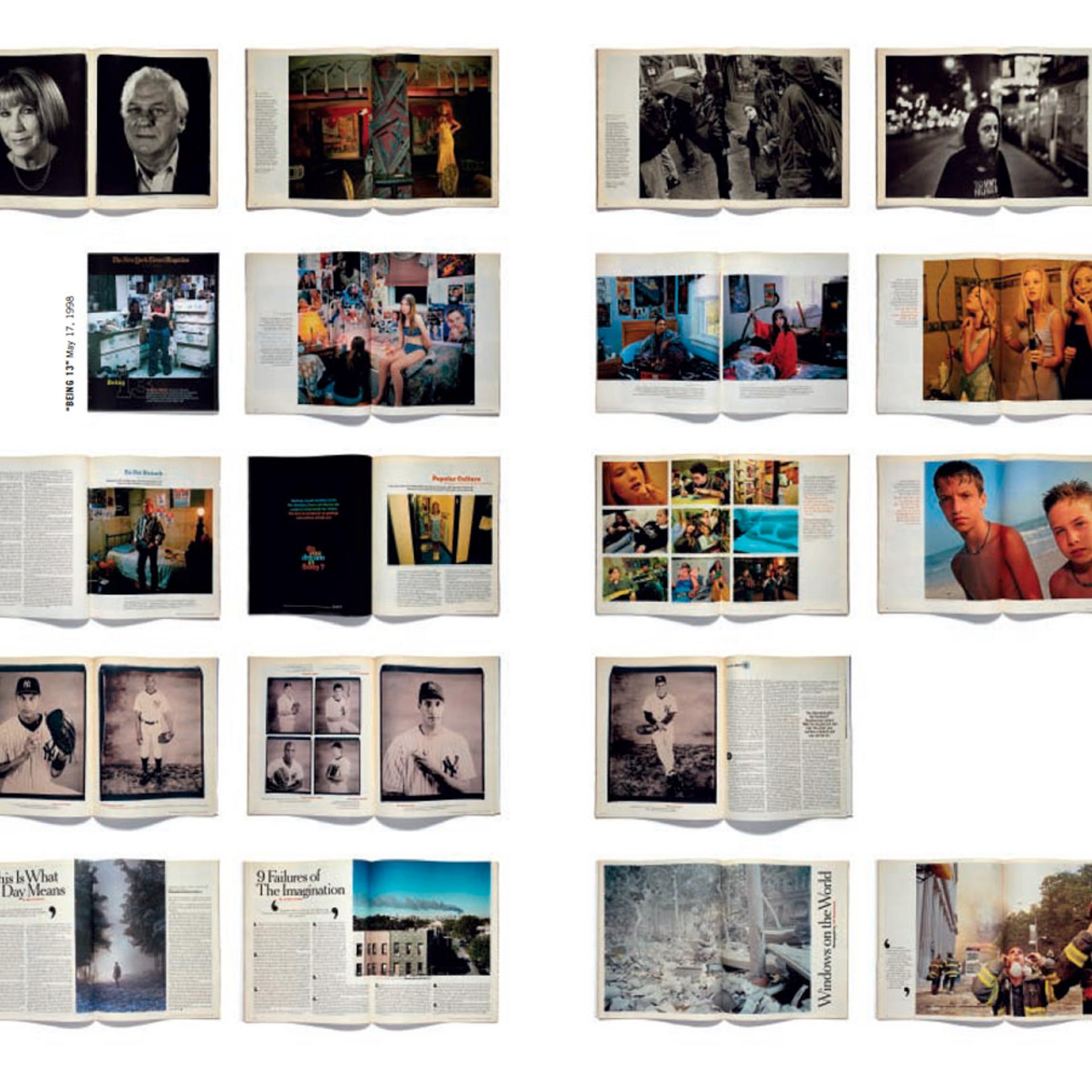 A spread showing original layouts as published in the forthcoming book <i>The New York Times Magazine Photographs</i>, a retrospective of the last three decades, edited by Kathy Ryan and published by Aperture.