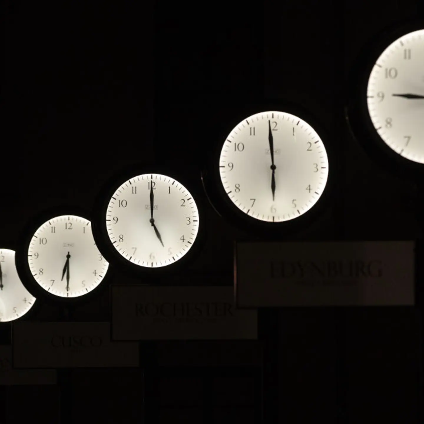 Clocks seen on the revitalized Holy Spirit Square in Krakow