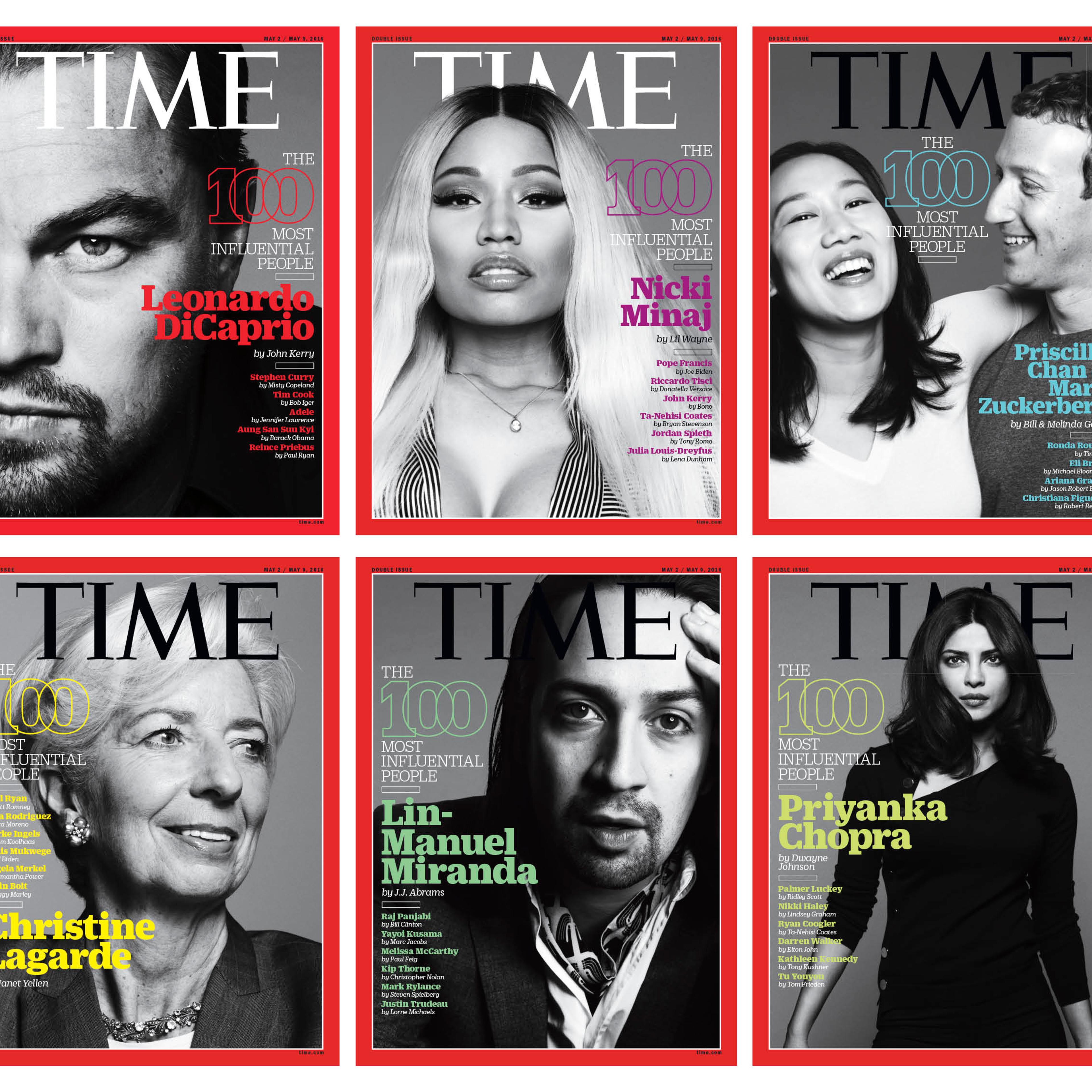 Time 100 covers white background
