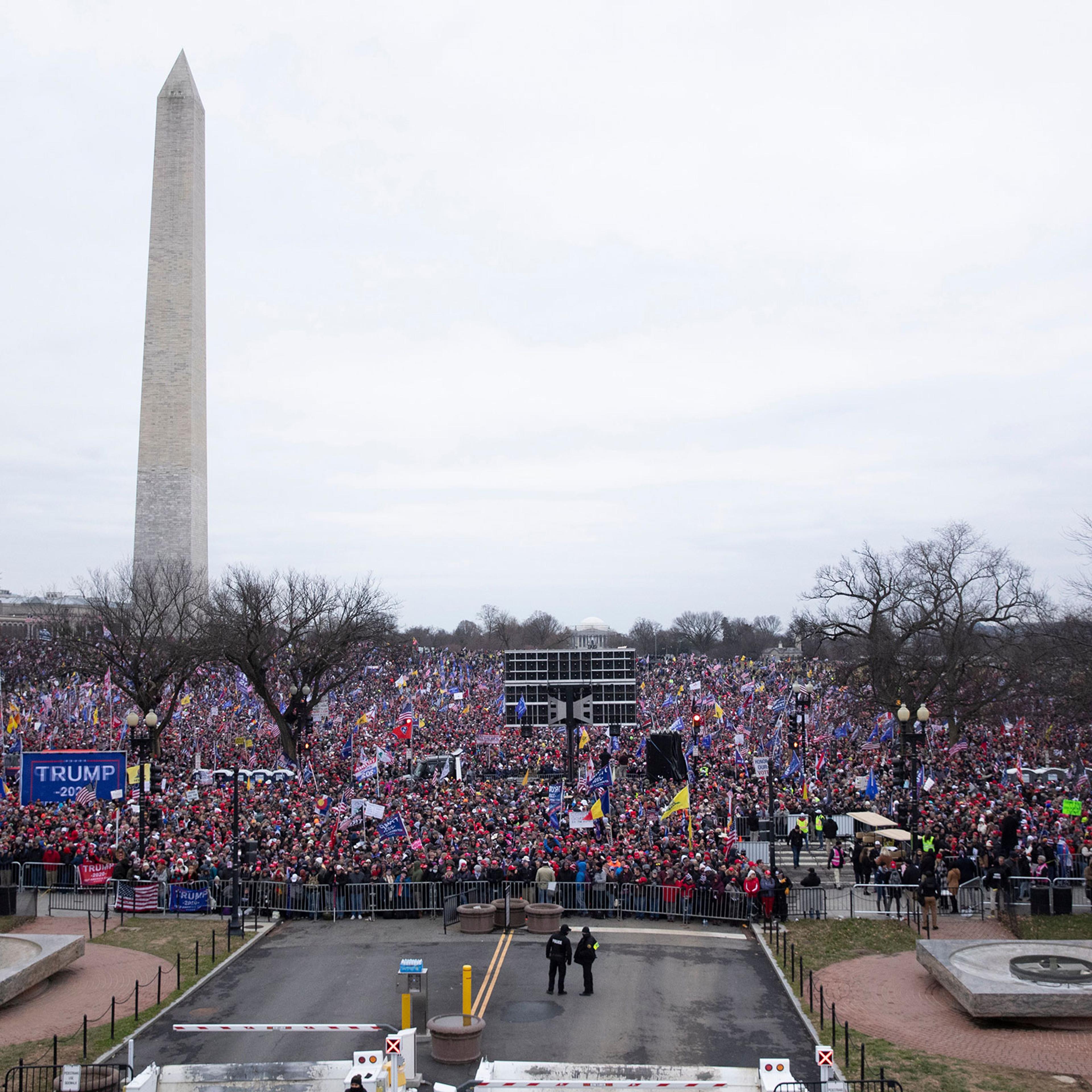 Supporters of President Donald Trump gather on the National Mall during a rally near the White House in Washington, on Jan. 6, 2021.