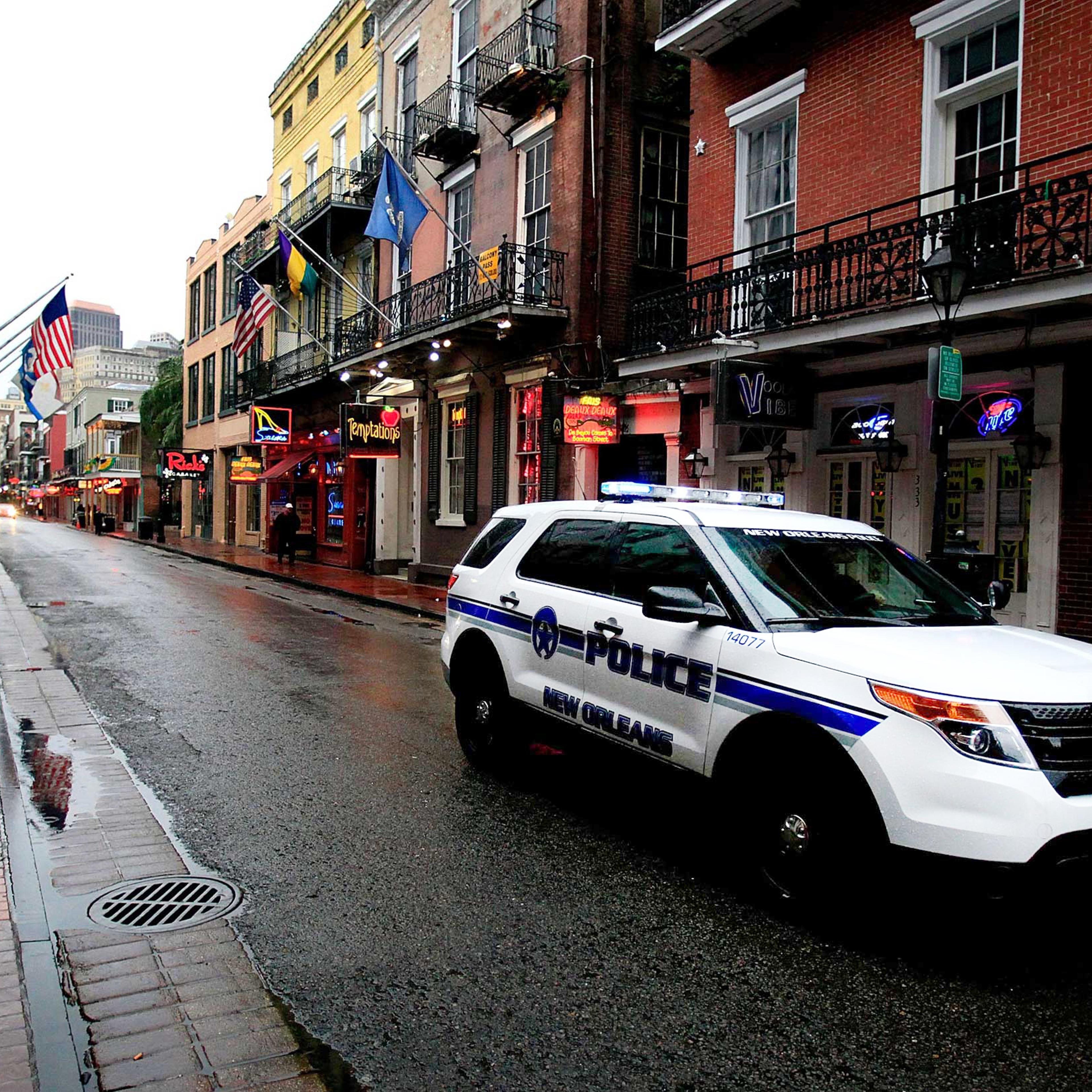 New Orleans Police patrol the French Quarter on Jan. 28, 2014 in New Orleans.