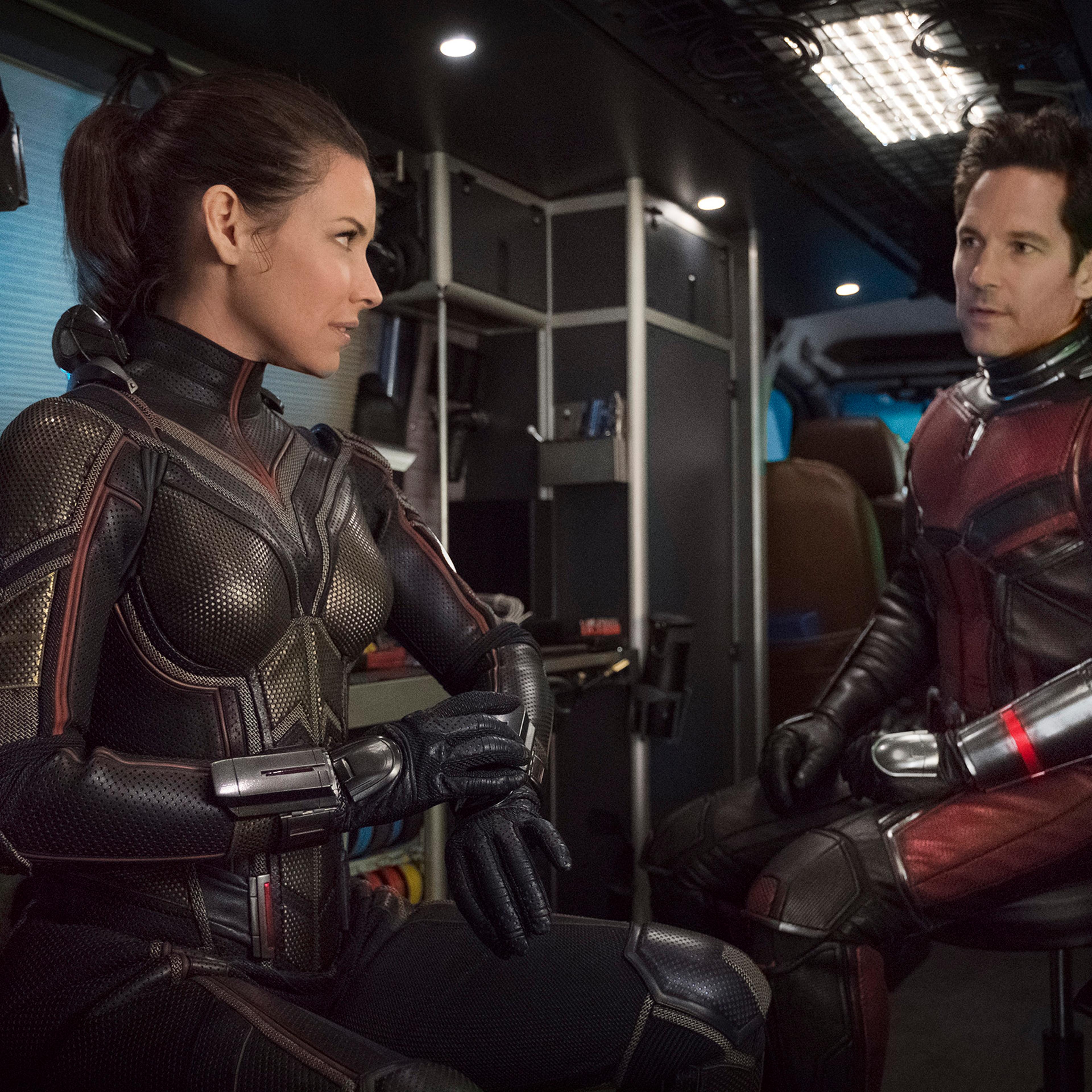 Paul Rudd and Evangeline Lilly in “Ant-Man and the Wasp”.
