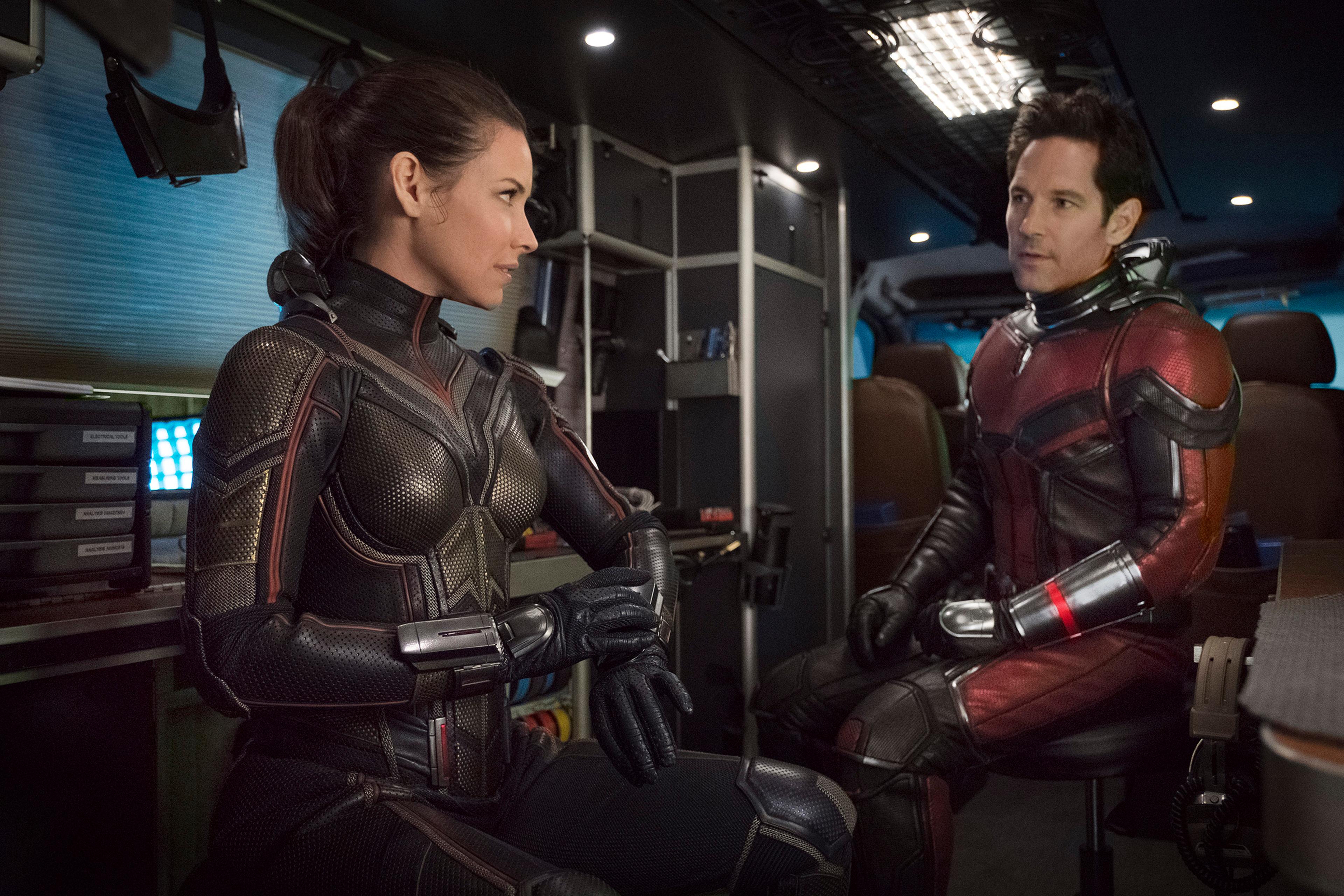 Paul Rudd and Evangeline Lilly in “Ant-Man and the Wasp”.
