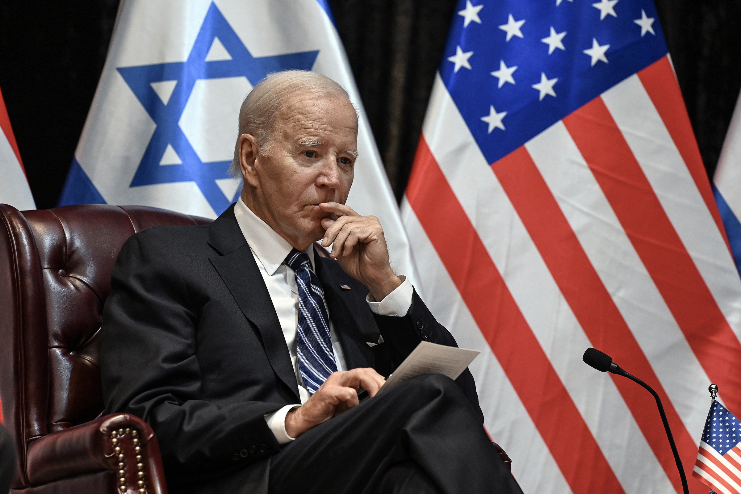 President Joe Biden meets with Israeli Prime Minister Benjamin Netanyahu in Tel Aviv on Oct. 18, 2023.