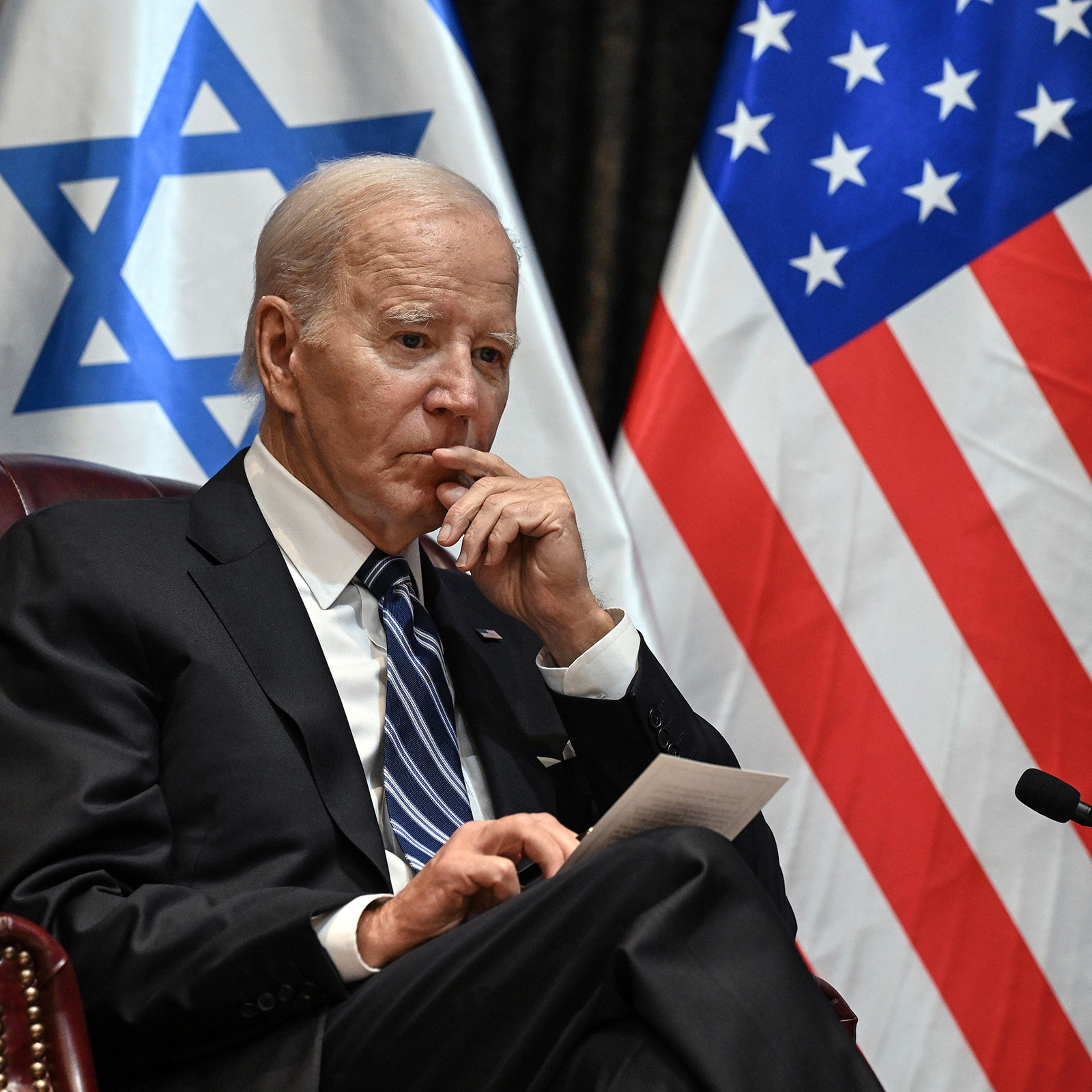 President Joe Biden meets with Israeli Prime Minister Benjamin Netanyahu in Tel Aviv on Oct. 18, 2023.