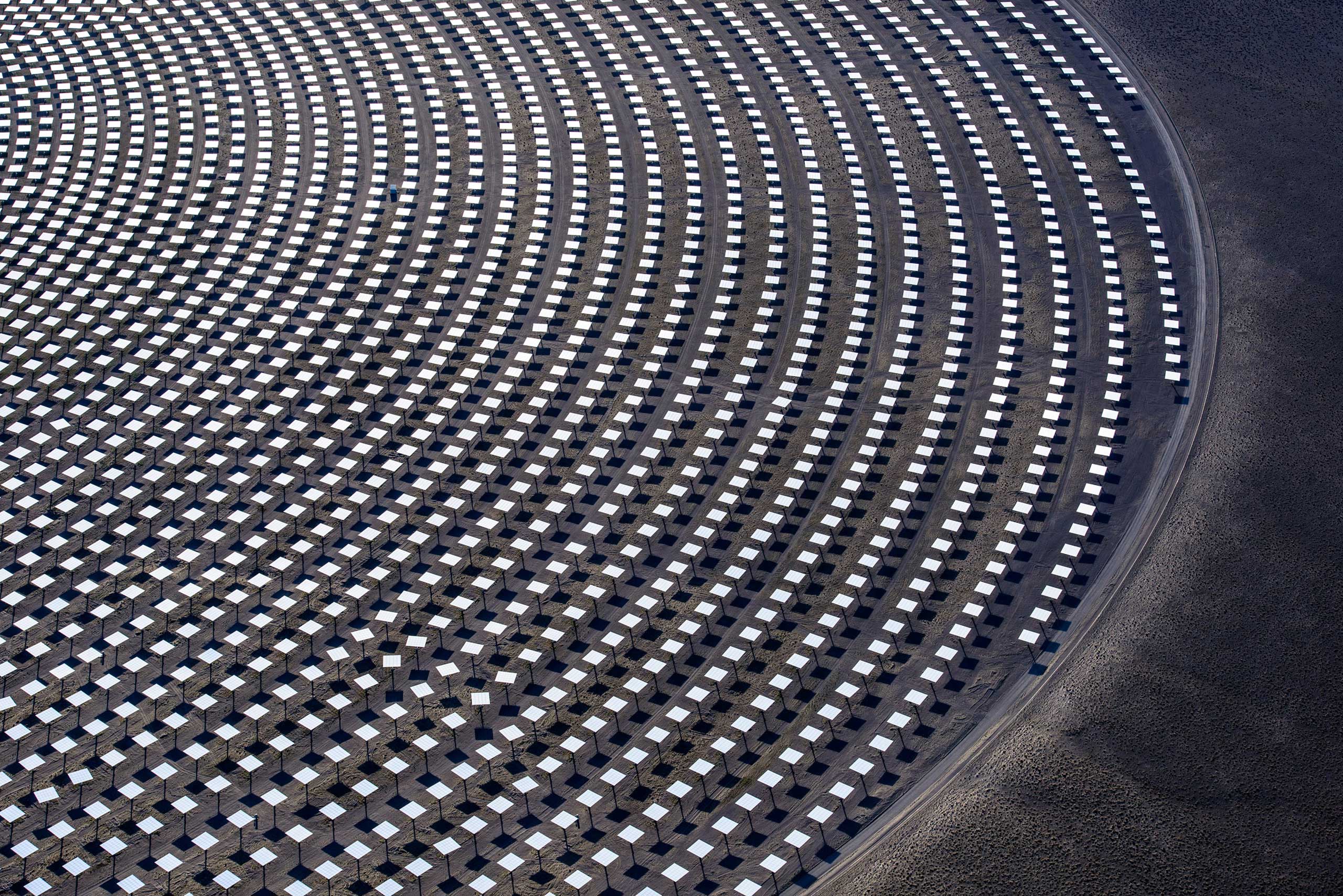 The Crescent Dunes Solar Energy Project, a 110 megawatt solar thermal power project, near Tonopah, Nevada. Jamey Stillings