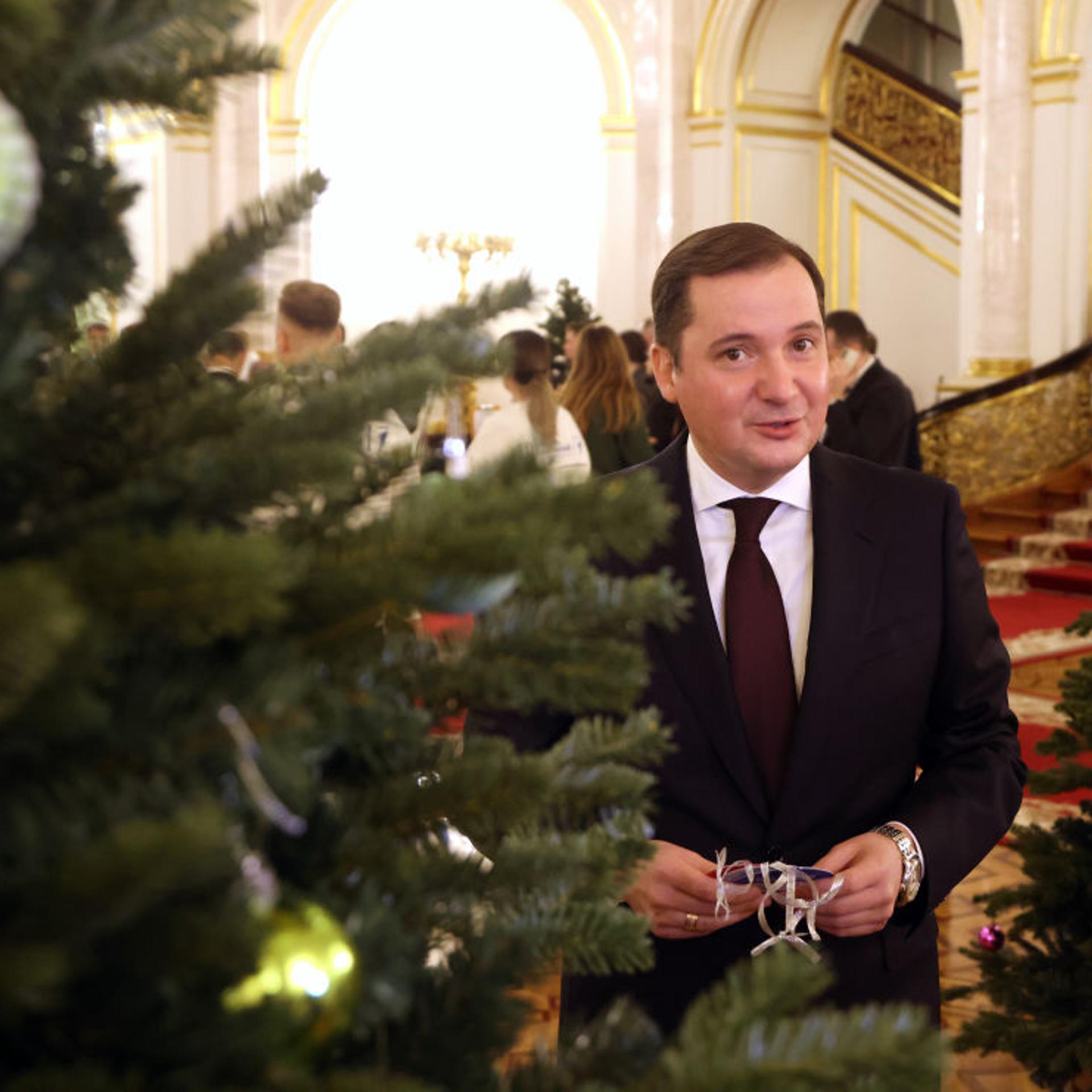 Andrei Chibis smiles during the State Council at the Grand Kremlin Palace
