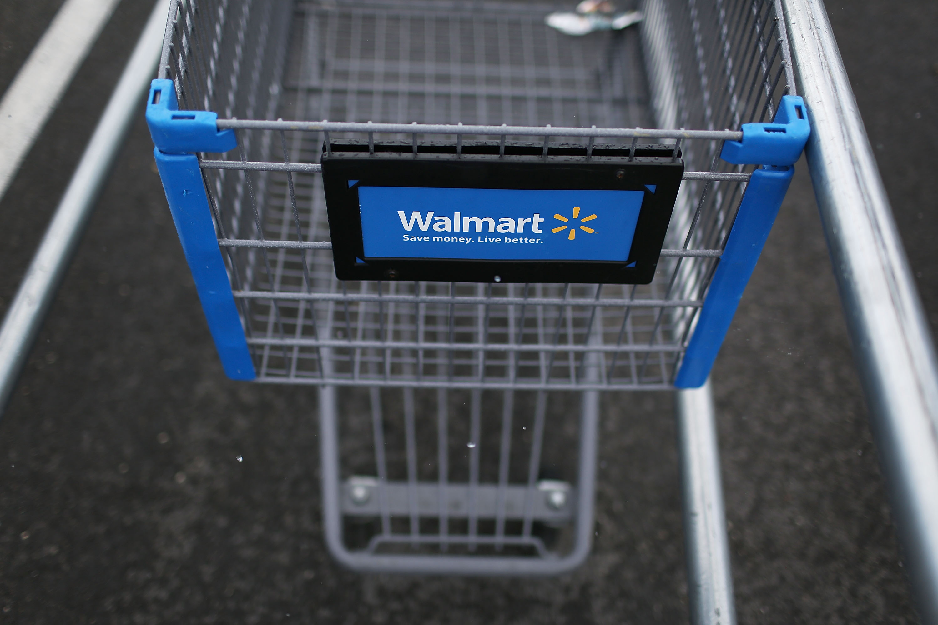 A Walmart cart is seen in Miami on Aug. 18, 2015