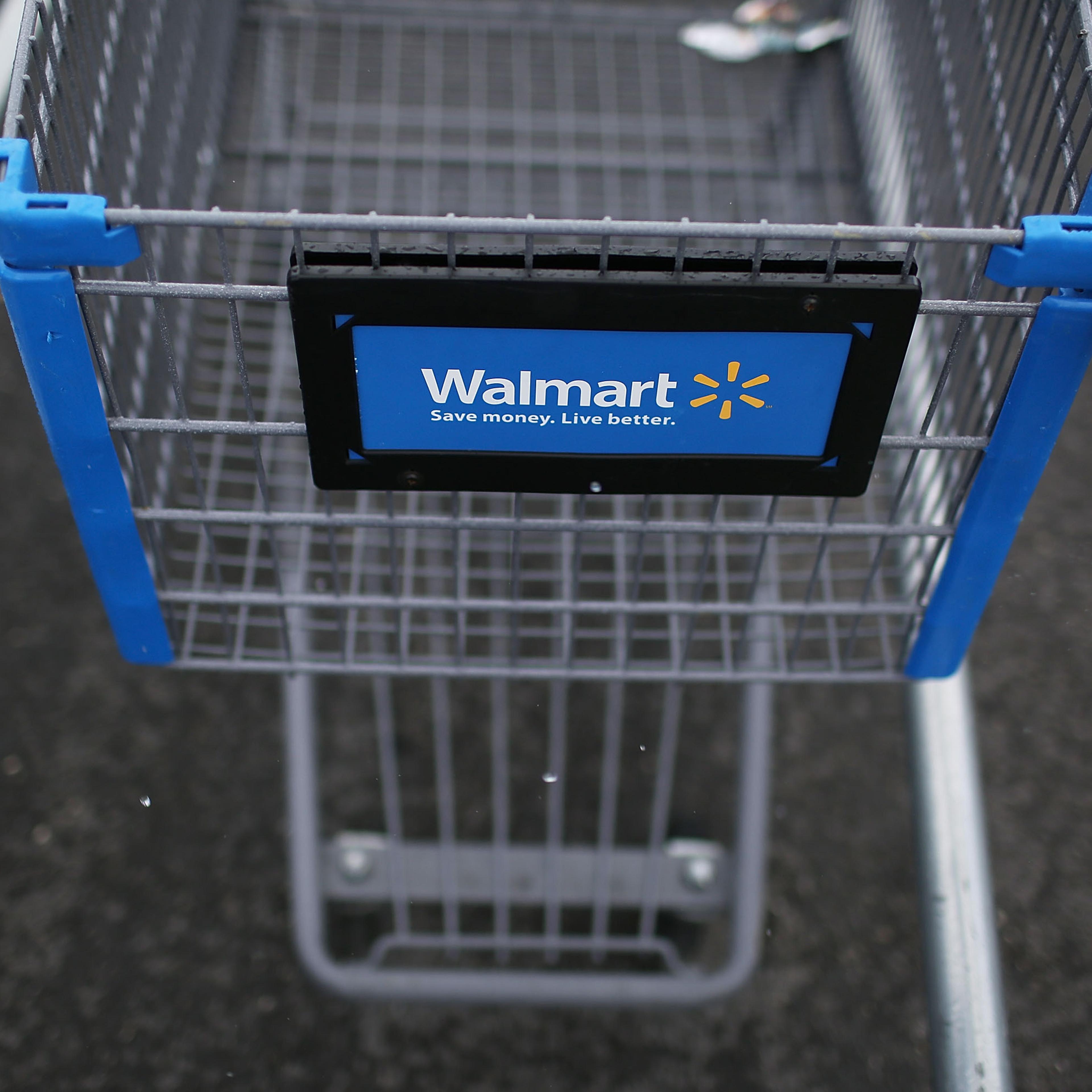 A Walmart cart is seen in Miami on Aug. 18, 2015