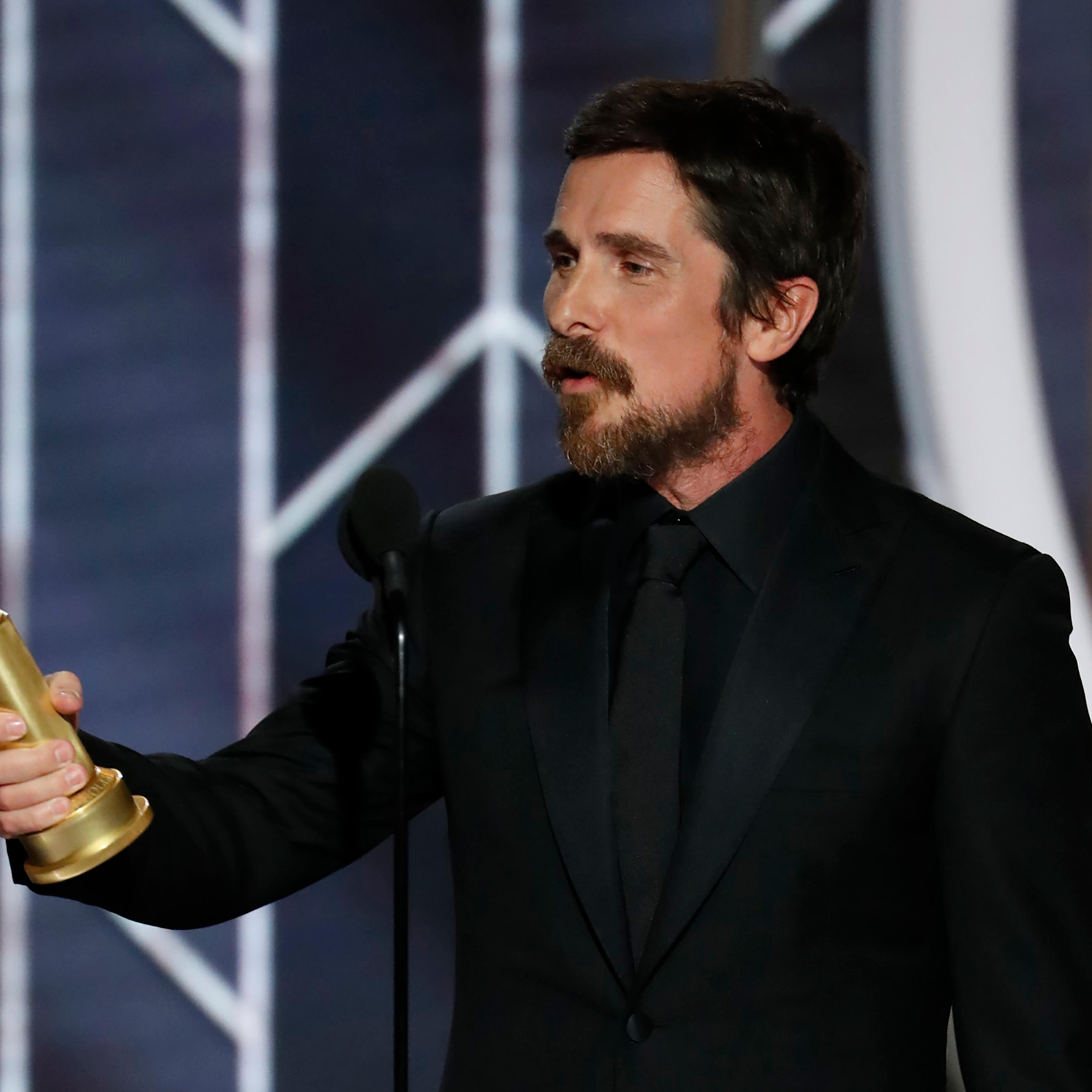 Christian Bale from “Vice” accepts the Best Actor in a Motion Picture – Musical or Comedy award onstage during the 76th Annual Golden Globe Awards.