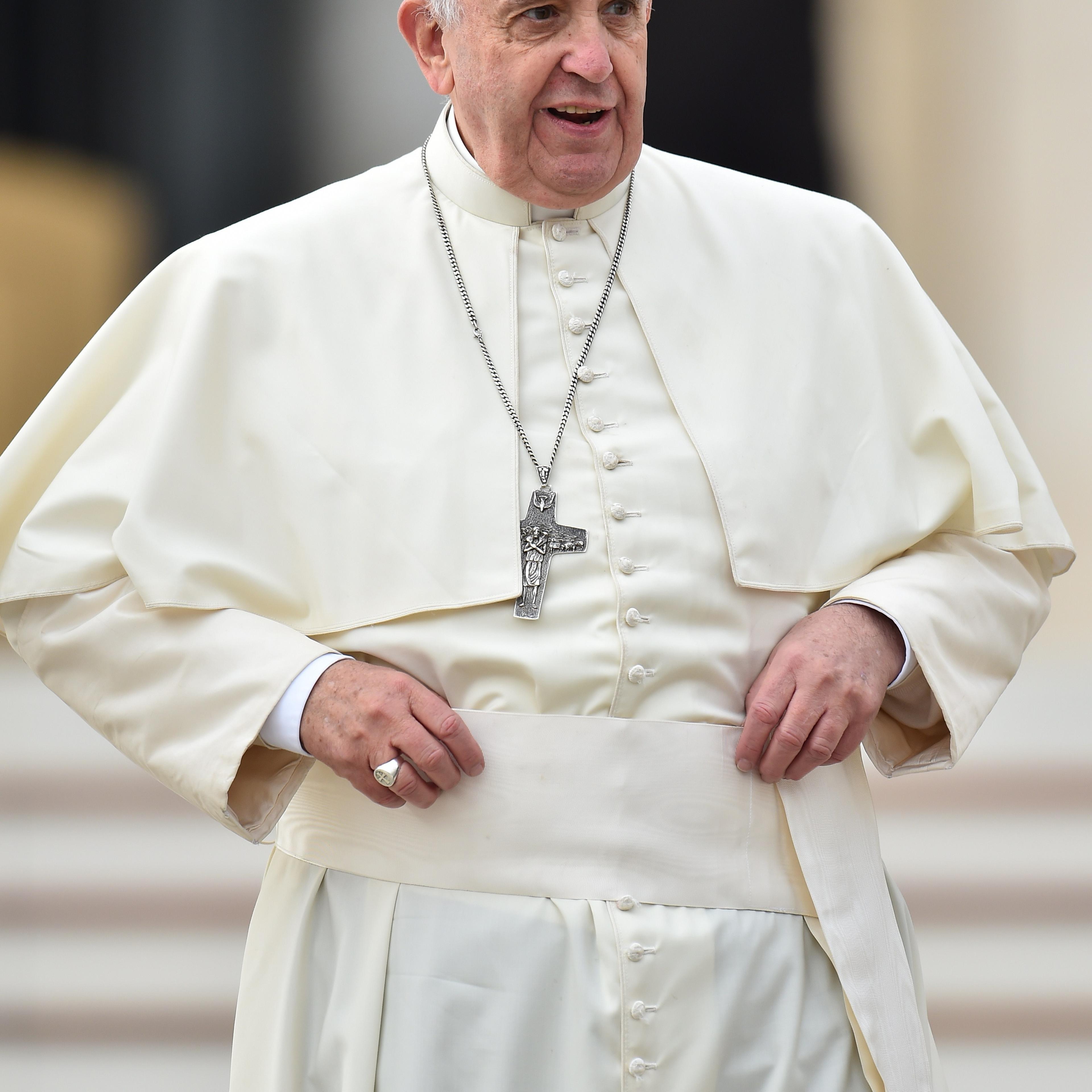 Pope Francis leaves at the end of his general audience at St Peter's square on Oct. 29, 2014 at the Vatican.