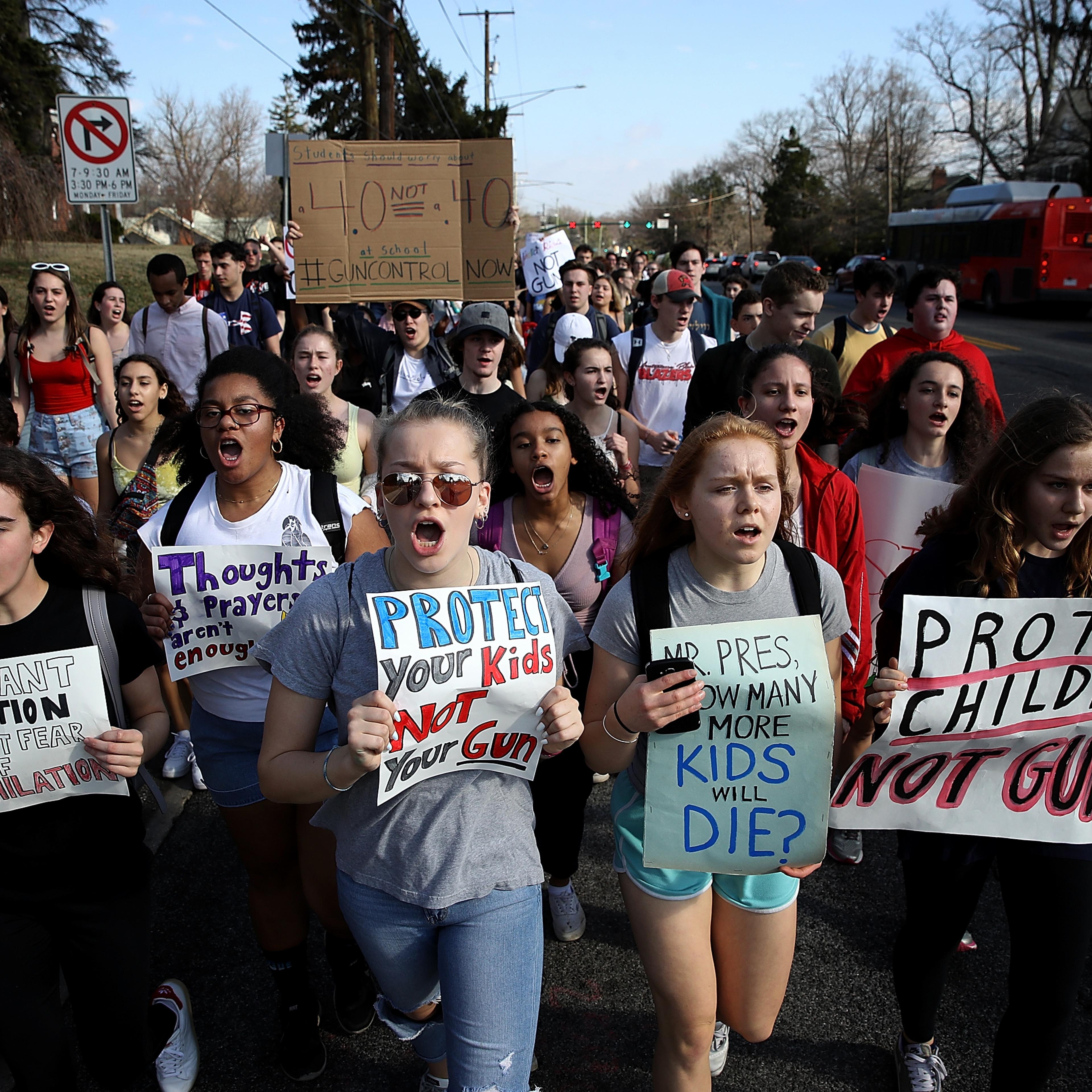Students From A Maryland High School Organize Walkout And March On Capitol Demanding Gun Control Action From Congress