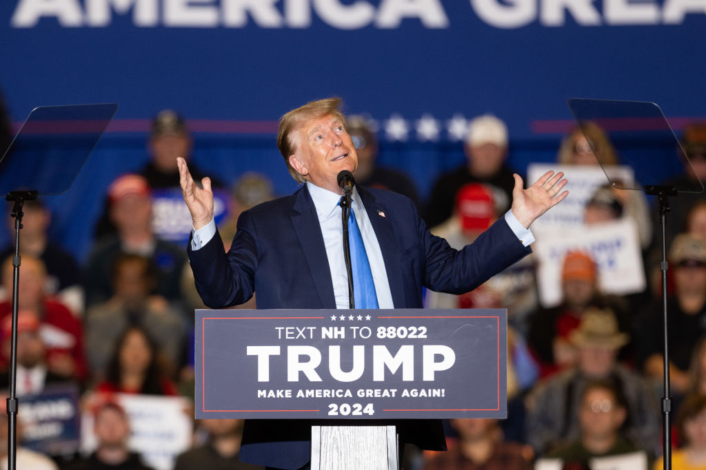 Donald Trump Holds A Campaign Rally In Clarement, New Hampshire