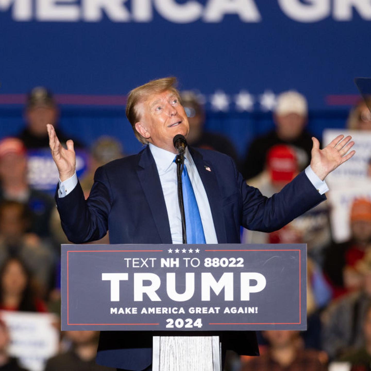 Donald Trump Holds A Campaign Rally In Clarement, New Hampshire