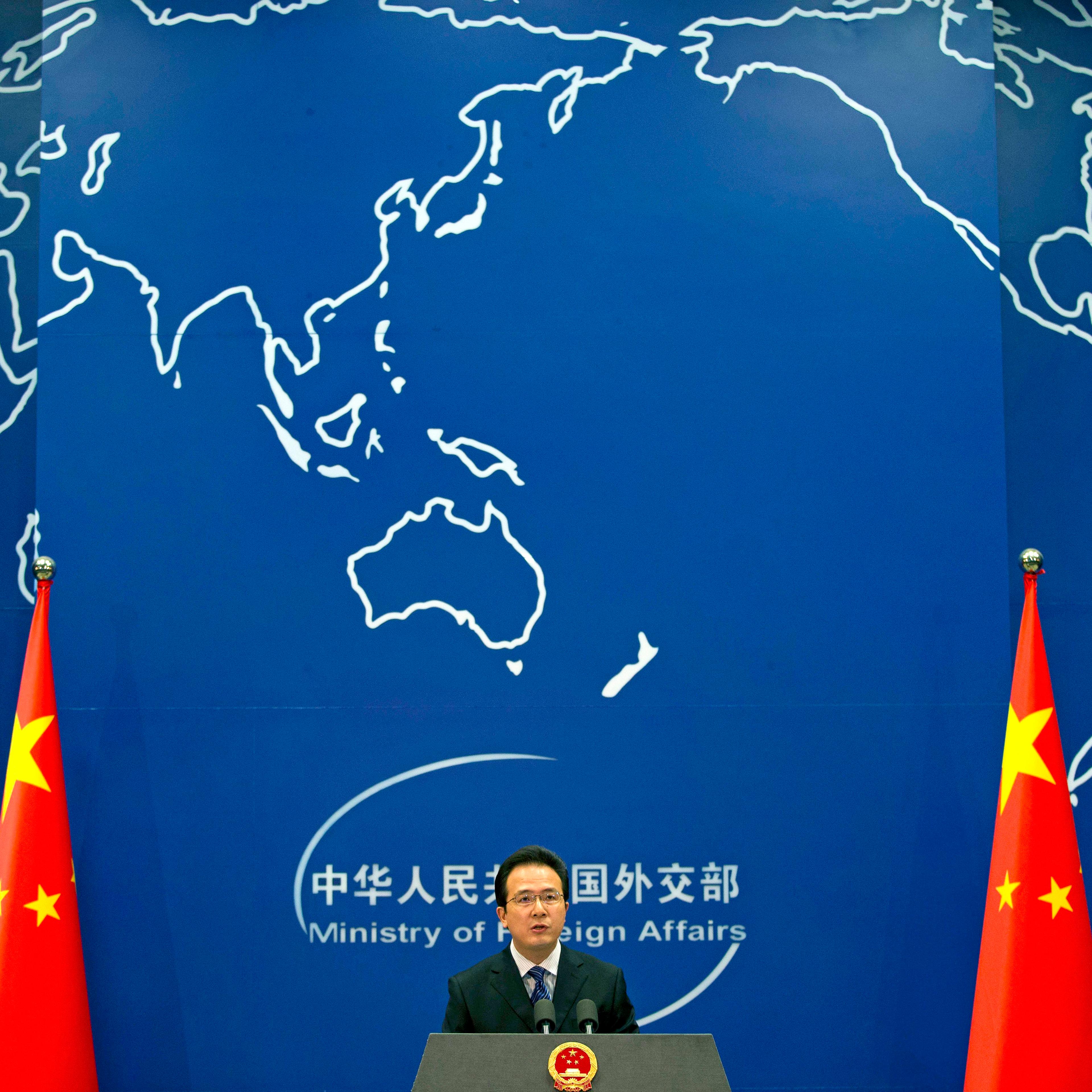 Foreign Ministry spokesman Hong Lei speaks during a daily briefing at the Ministry of Foreign Affairs office in Beijing on May 20, 2014.