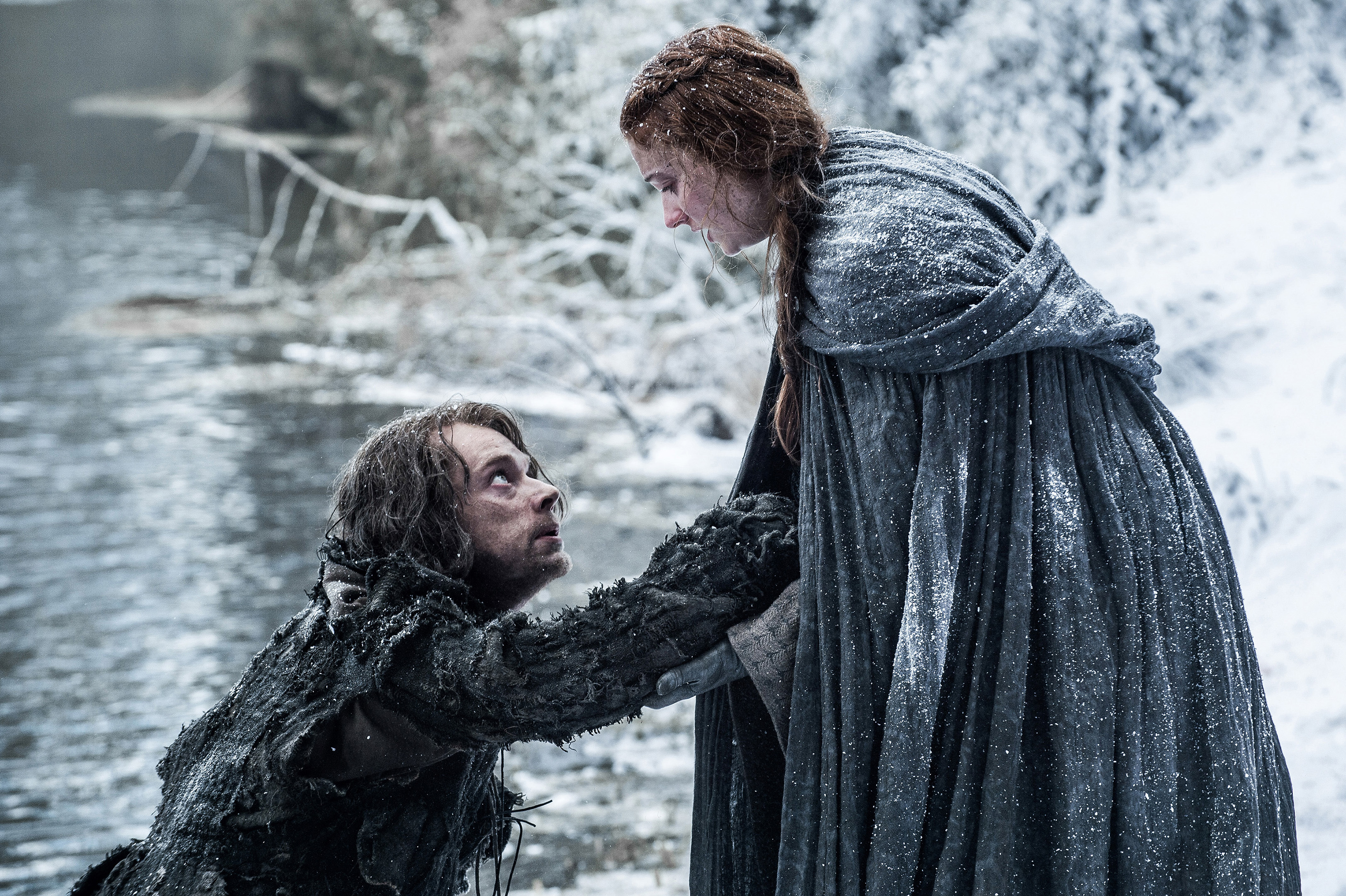 Alfie Allen and Sophie Turner in Game of Thrones