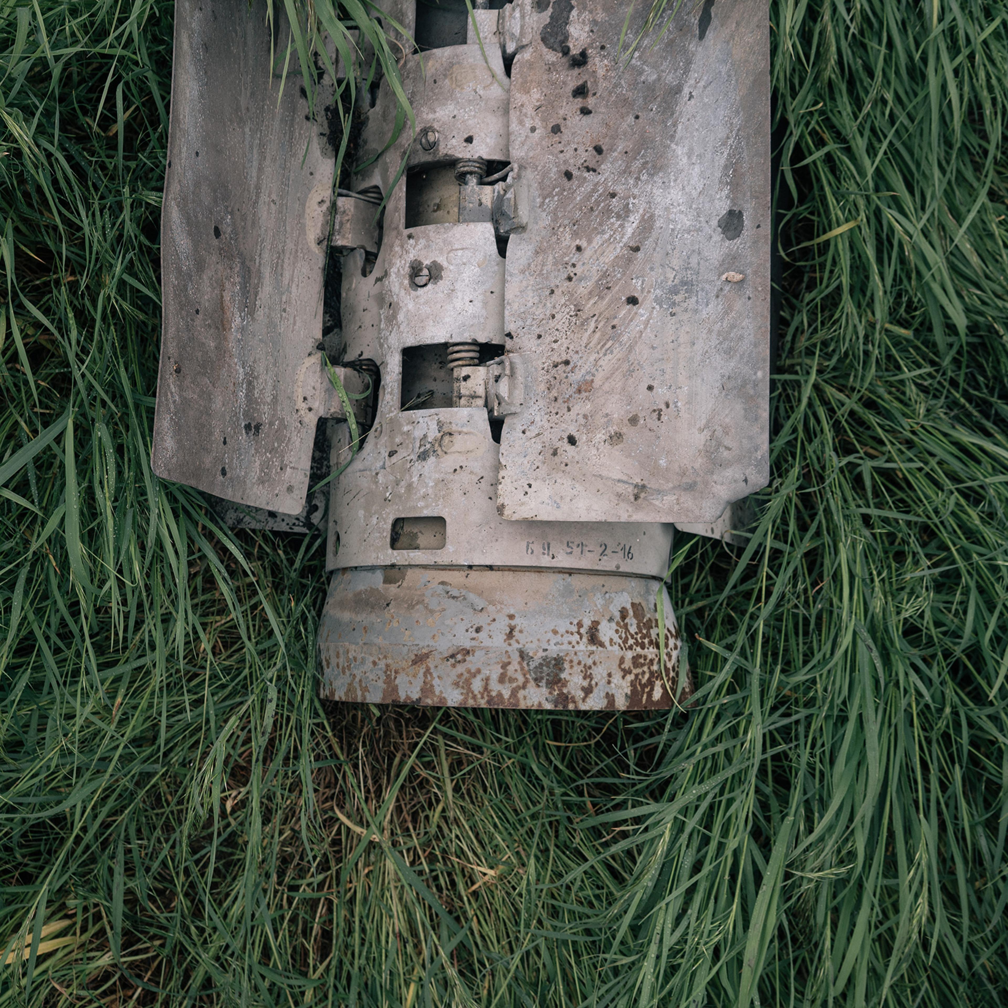 The remains of a rocket that carried cluster munitions