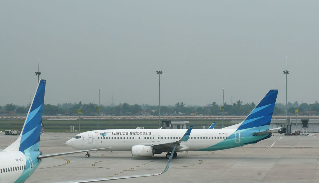 A Boeing 737 Next Gen passenger jet being used by Indonesia's national airline Garuda on Nov. 3, 2019 at Jakarta's international airport in Tangerang