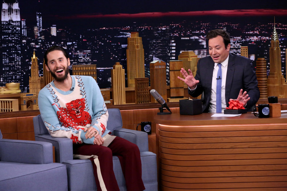 Actor Jared Leto during an interview with host Jimmy Fallon on Aug. 1, 2016.