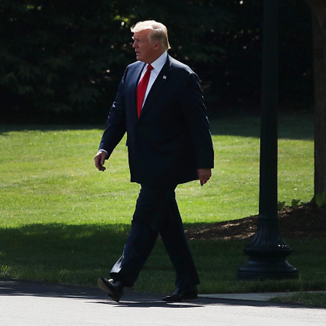 President Donald Trump walks to Marine One before departing from the White House on August 4, 2017 in Washington, DC.