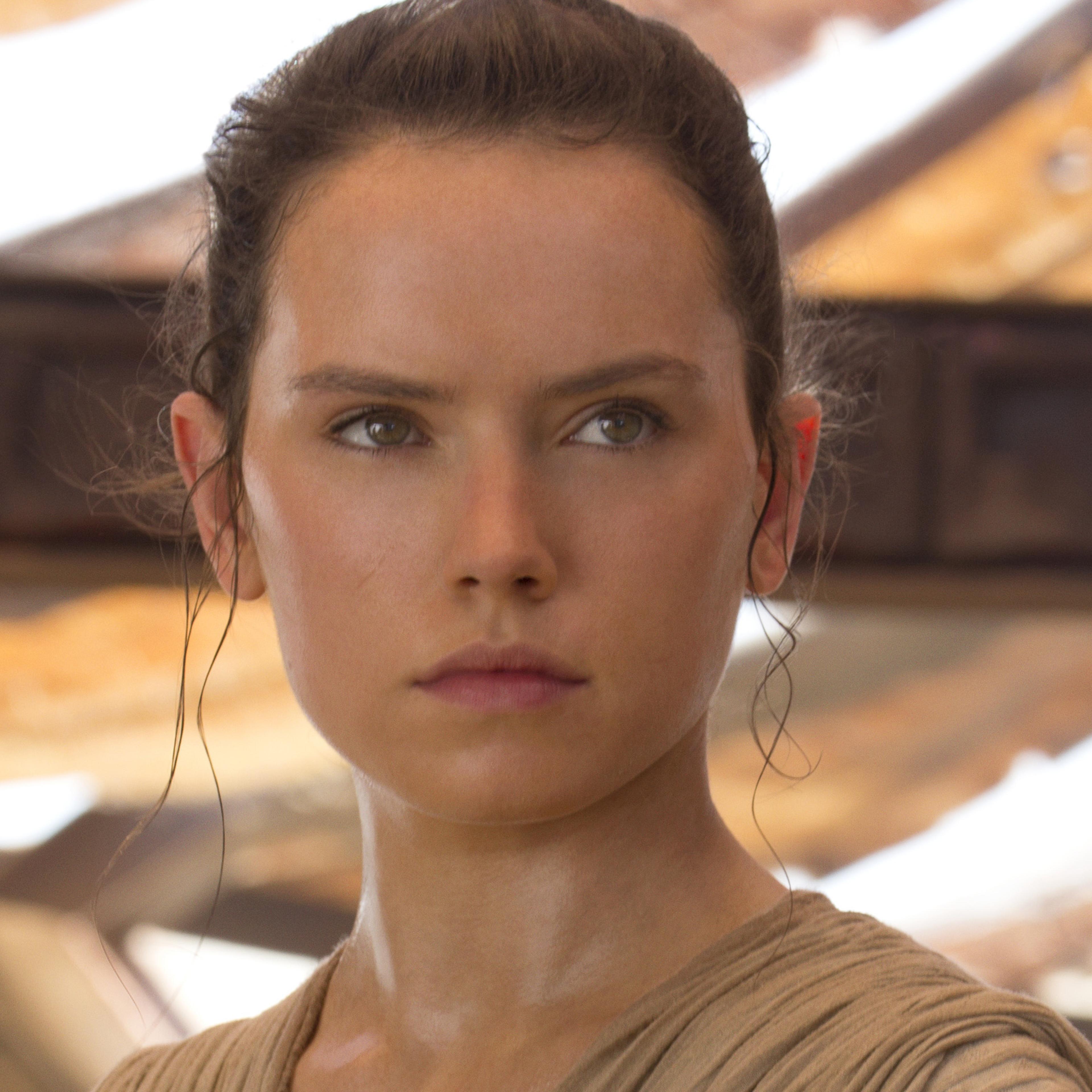 Daisy Ridley as Rey in Star Wars: The Force Awakens.