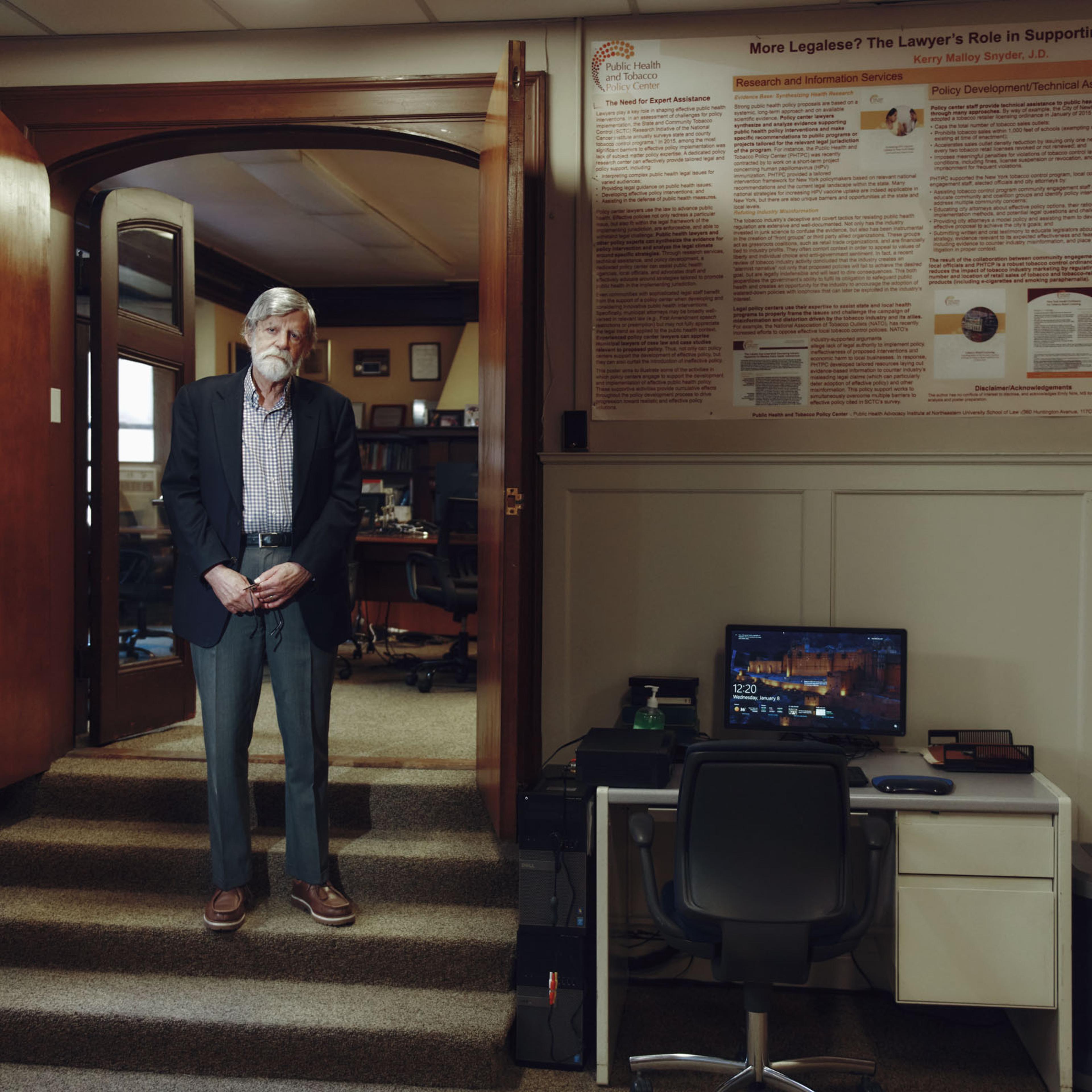 Dr. Richard Daynard photographed in his office at Northeastern University on
Jan. 8.
