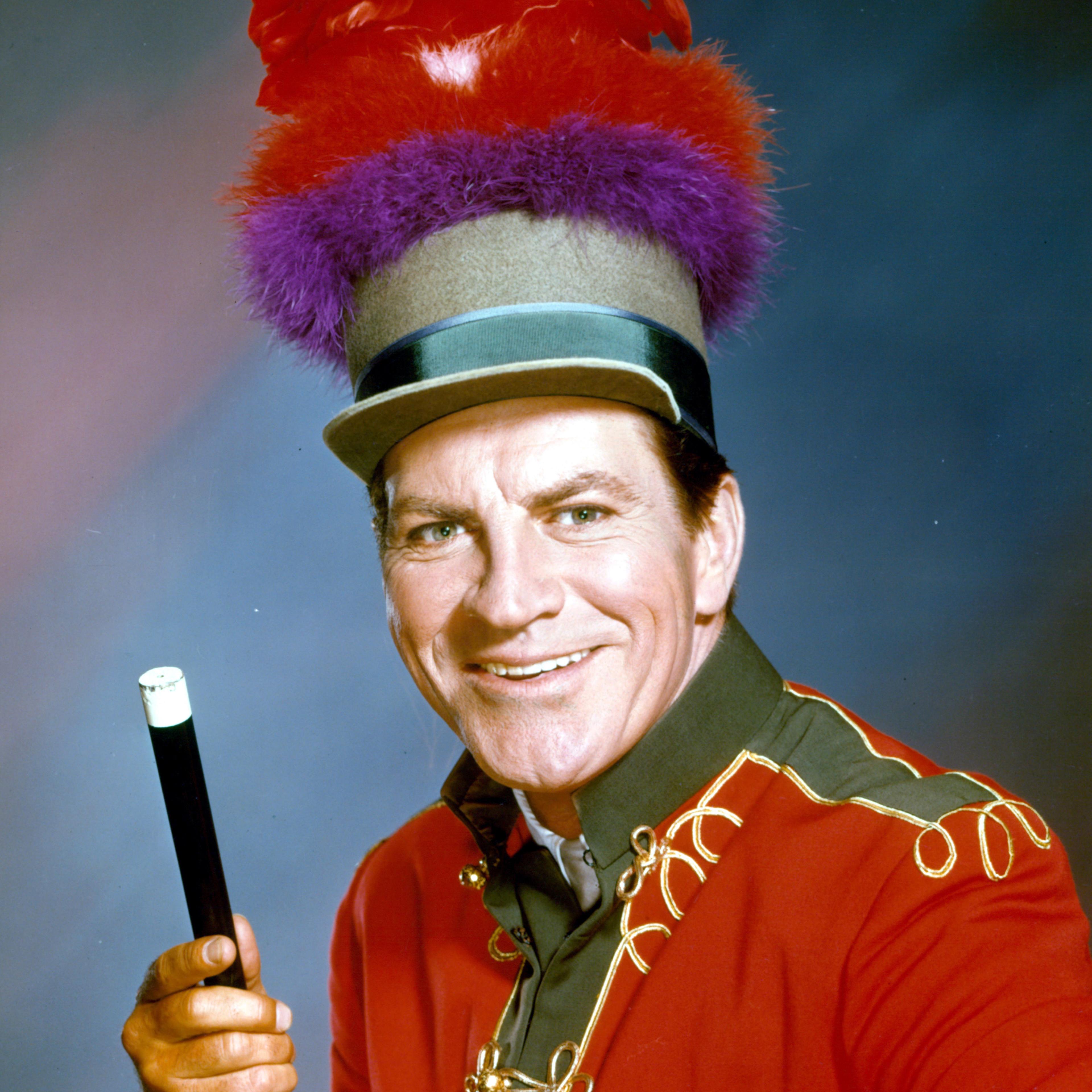Robert Preston in a scene from the film 'The Music Man', 1962.
