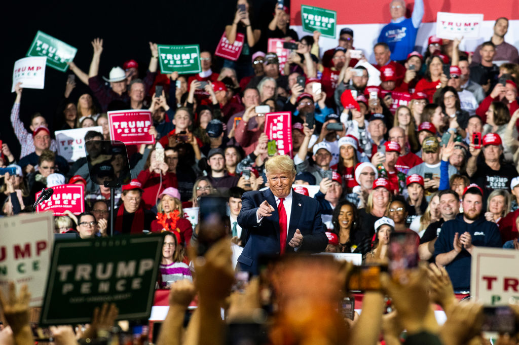 BATTLE CREEK, MICHIGAN - DECEMBER 18, 2019: President Donald Tr