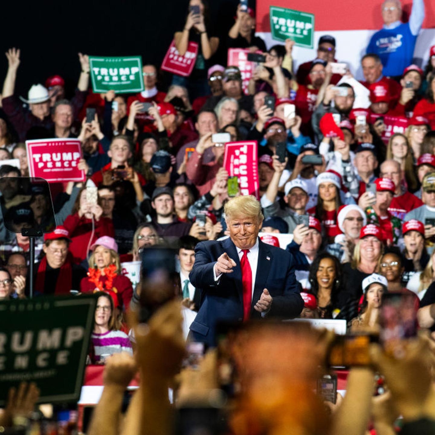 BATTLE CREEK, MICHIGAN - DECEMBER 18, 2019: President Donald Tr