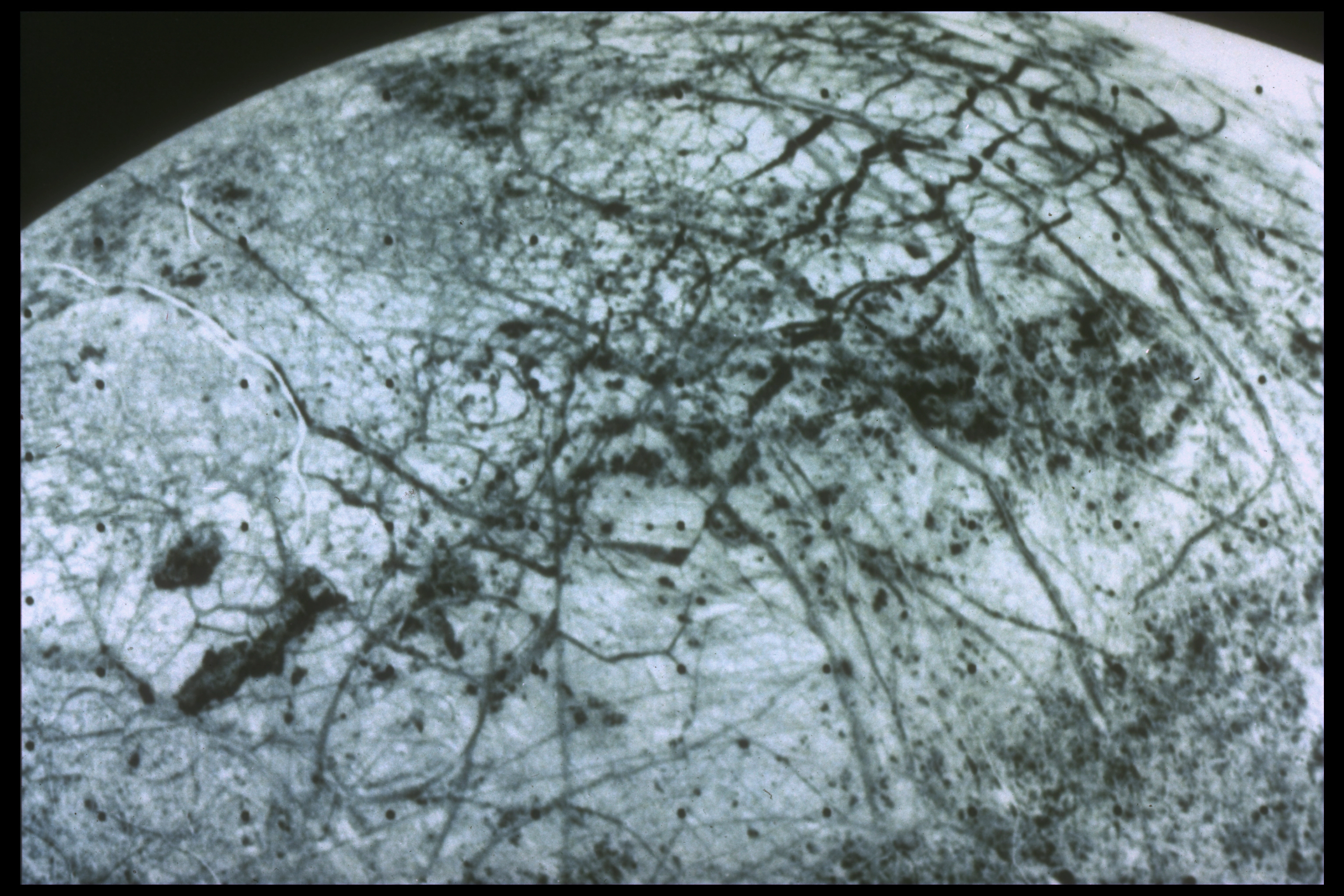 Jupiter's moon Europa, from 150,000 mi.,
