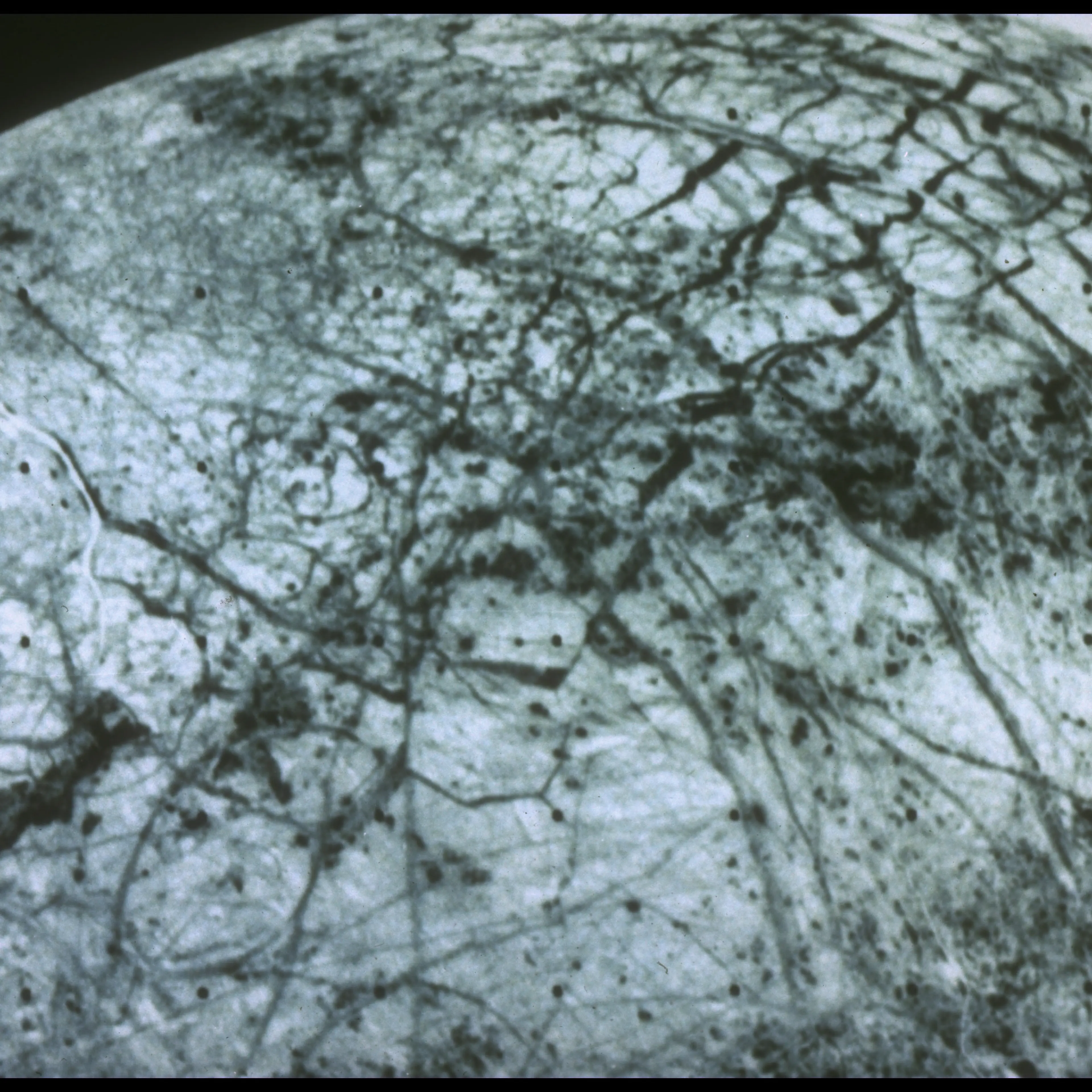 Jupiter's moon Europa, from 150,000 mi.,