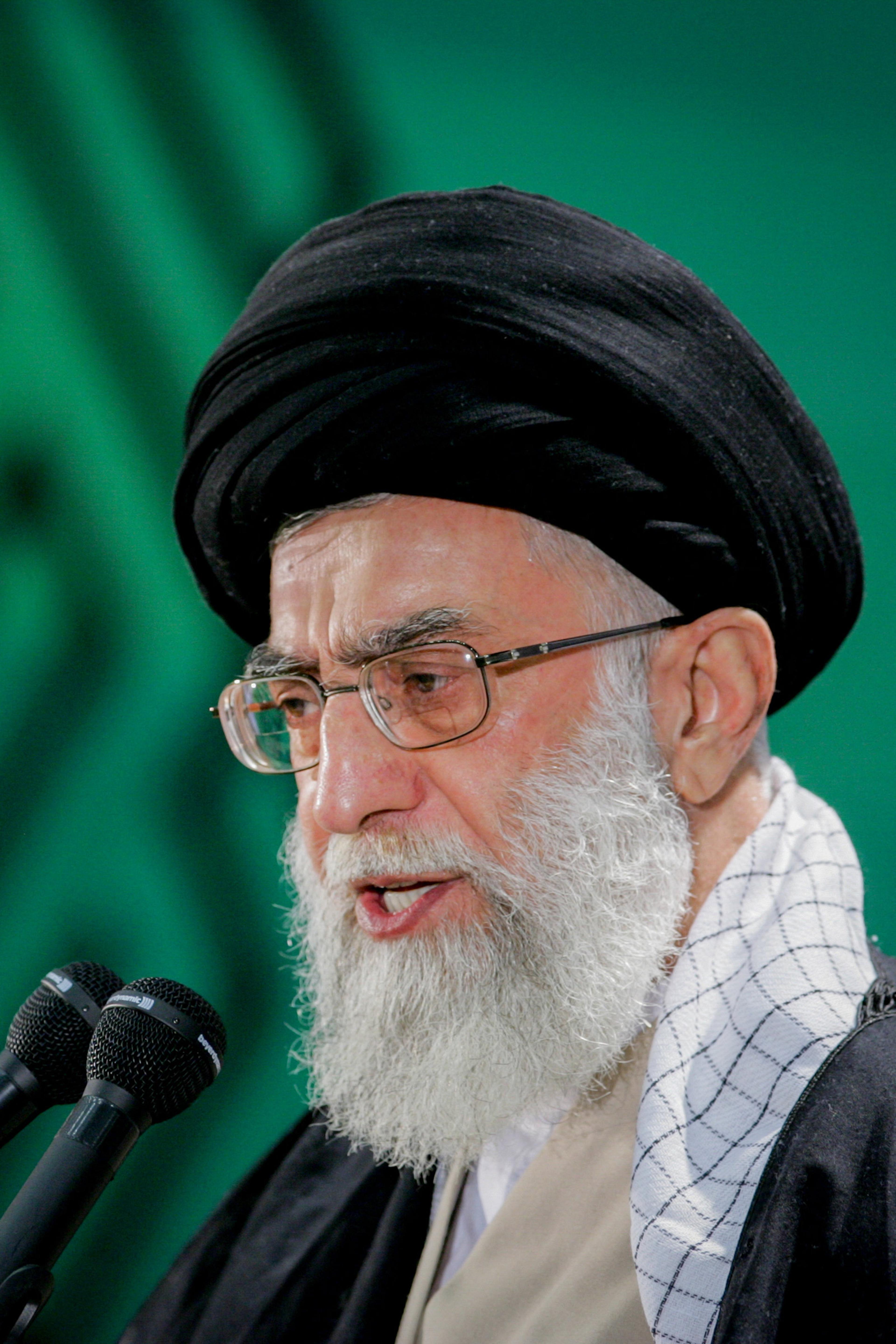 Iranian Supreme Leader Ayatollah Ali Khamenei delivers a speech during a gathering in Semnan, Iran, on Nov. 8, 2006.