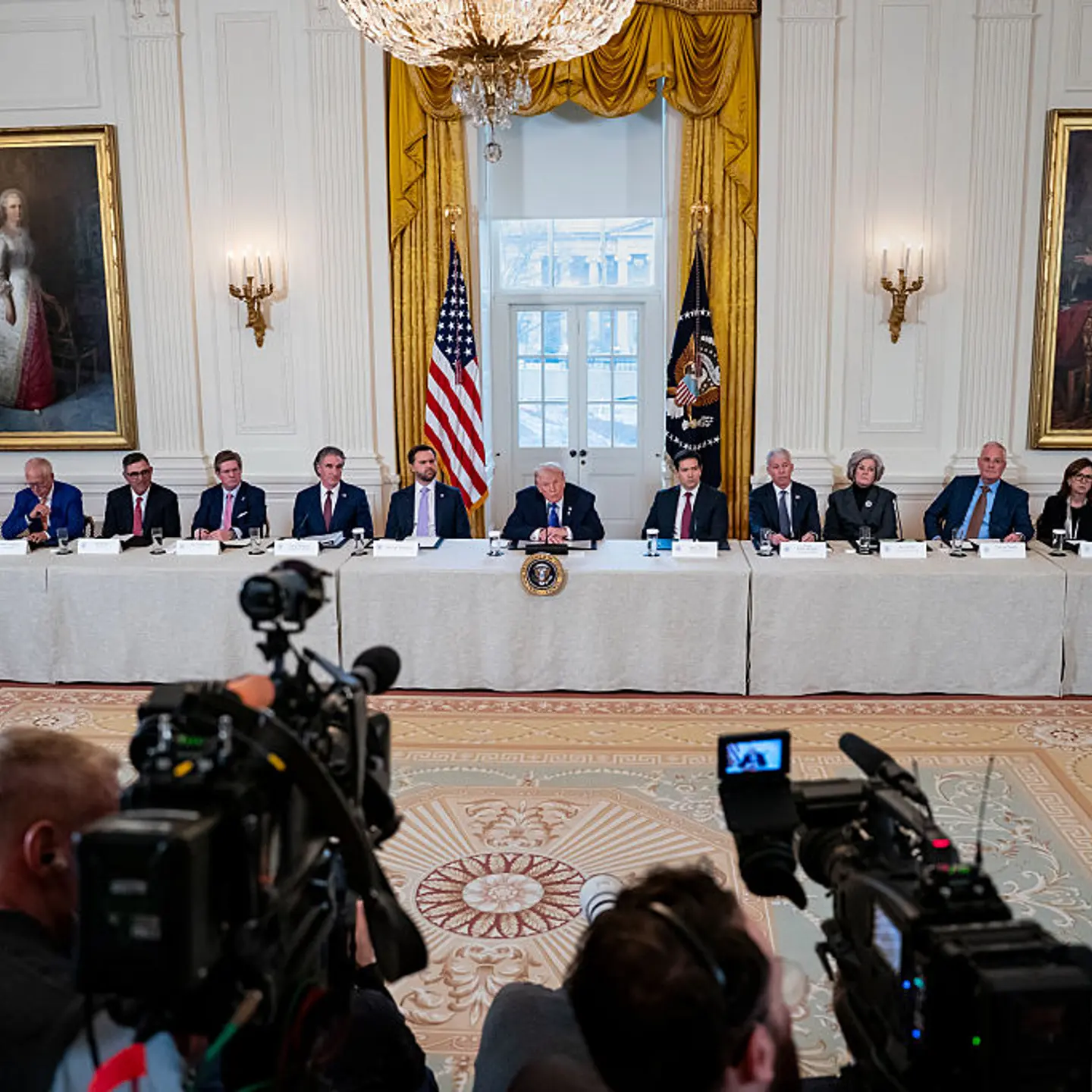 Trump meets with oil executives in the East Room