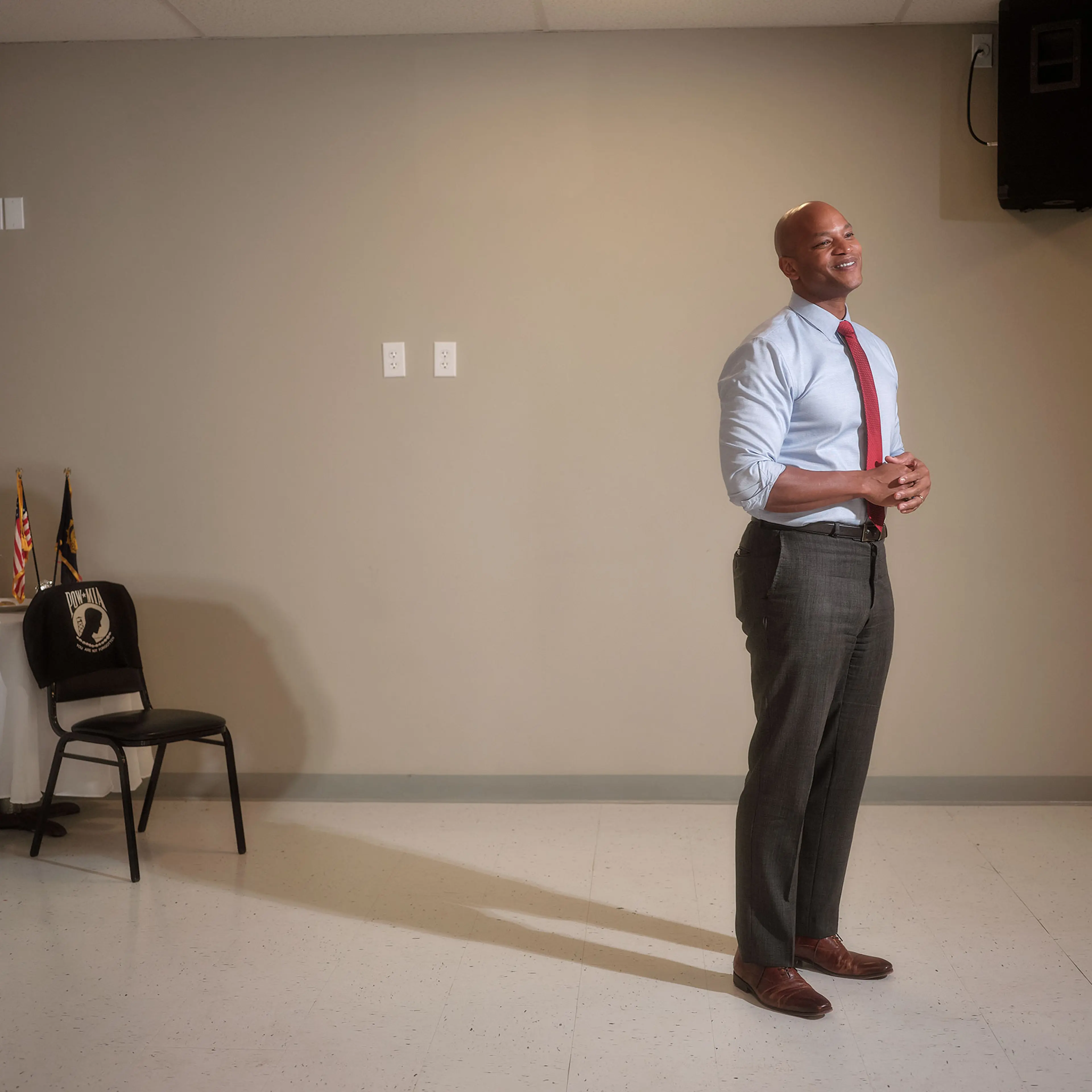 Wes Moore during a January visit to American legion post 77 in Easton, Md.