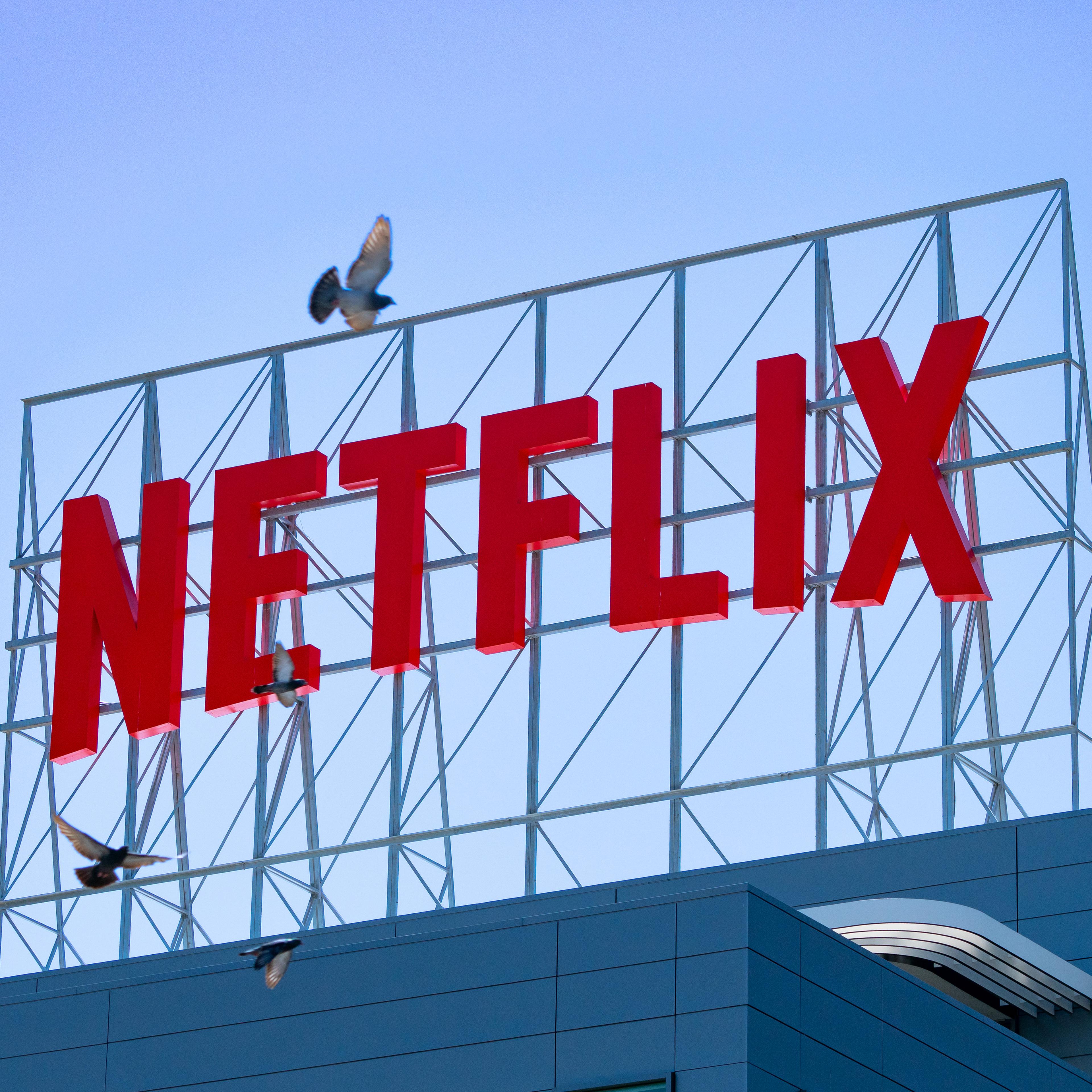 A sign with the Netflix logo