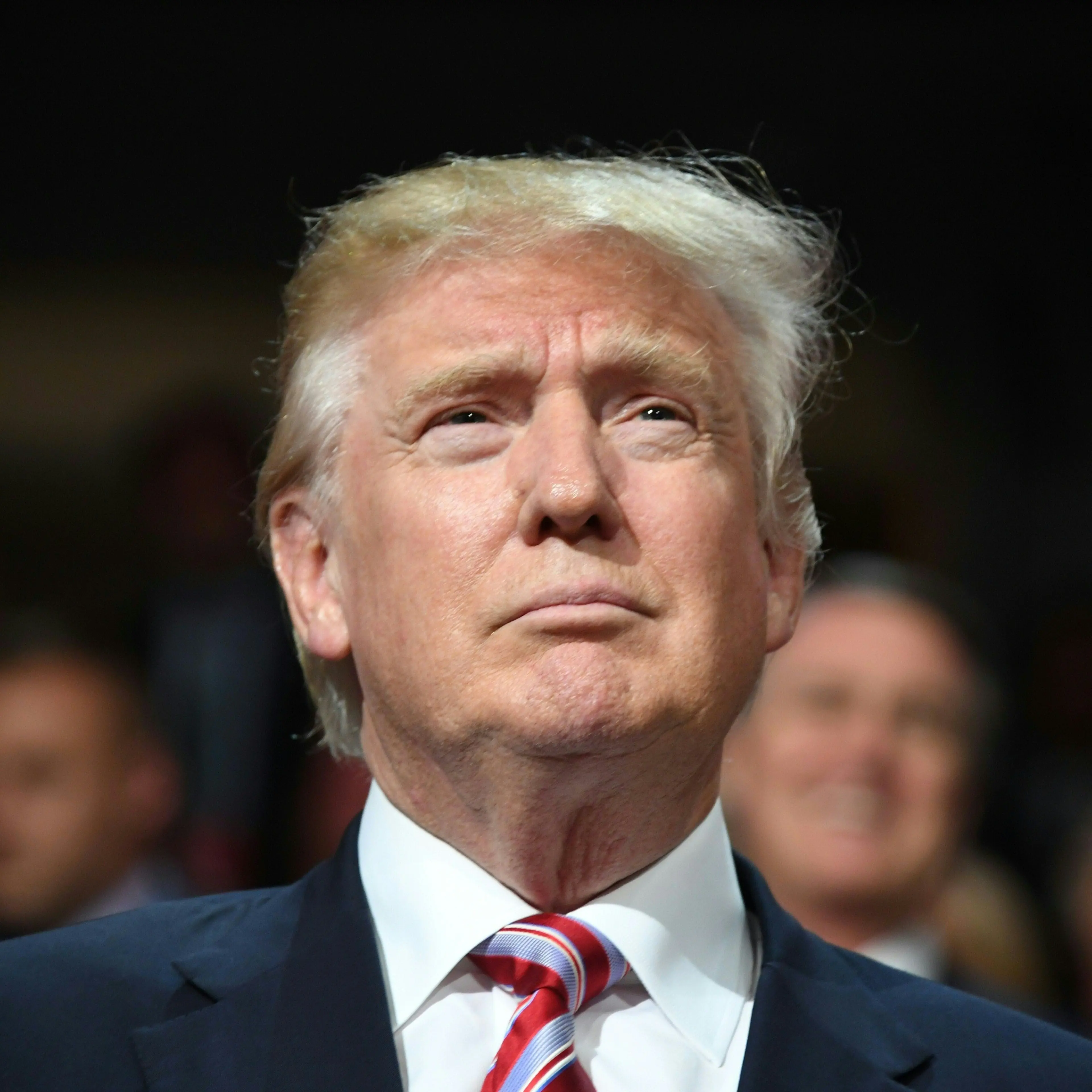 Republican presidential candidate Donald Trump is seen on day three of the Republican National Convention at the Quicken Loans Arena in Cleveland, Ohio on July 20, 2016.