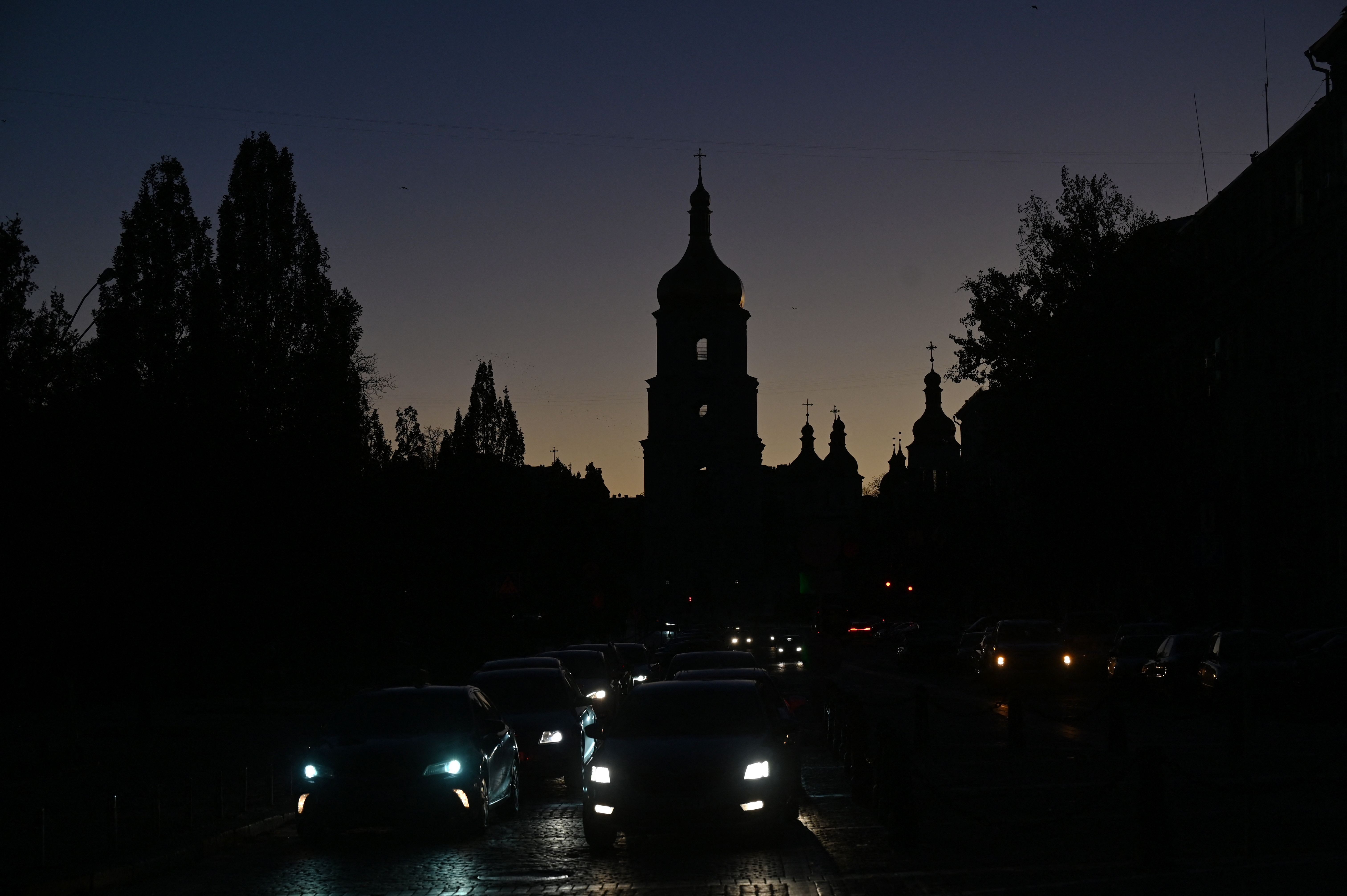 Kyiv after missile strikes knocked out power on Oct. 31, 2022.