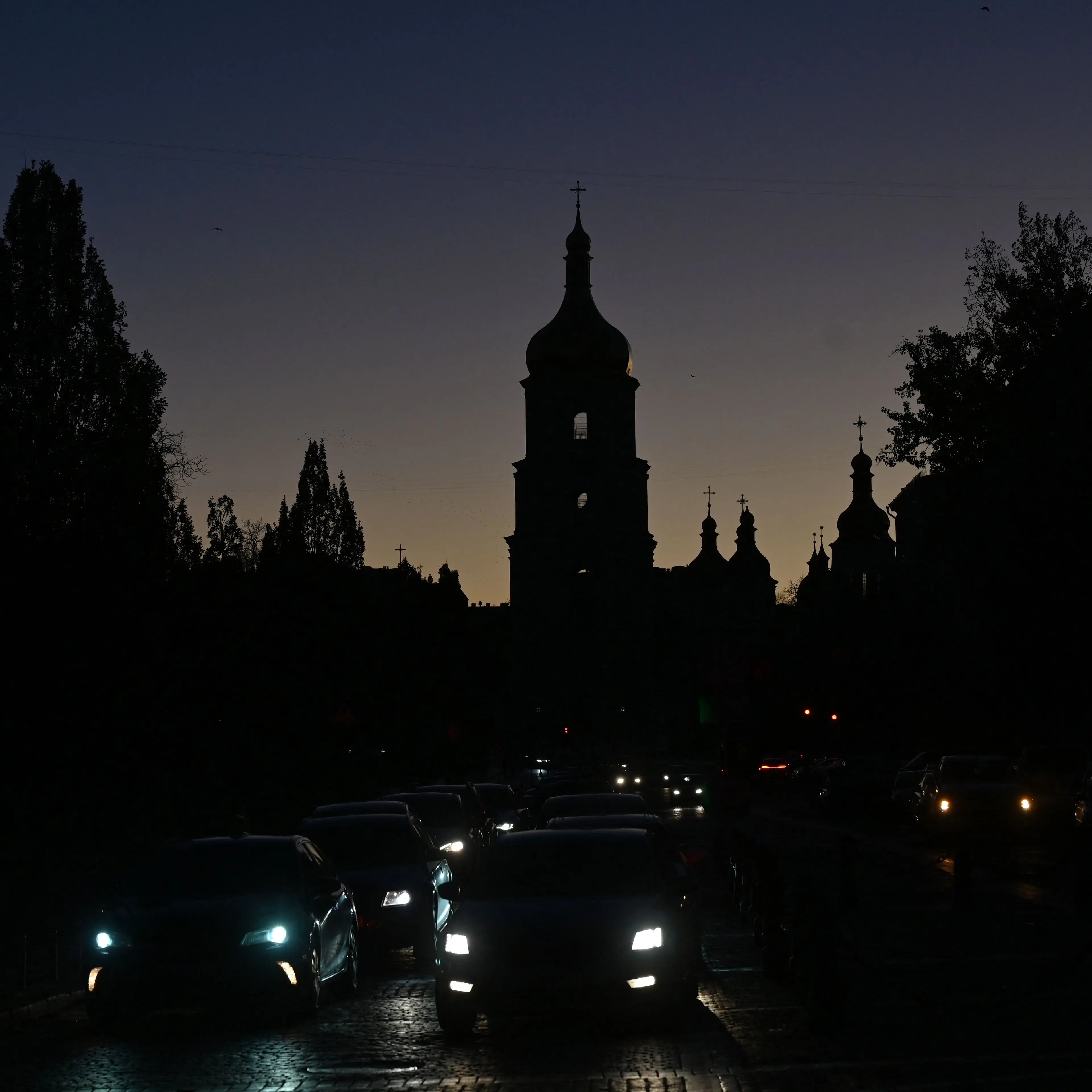 Kyiv after missile strikes knocked out power on Oct. 31, 2022.