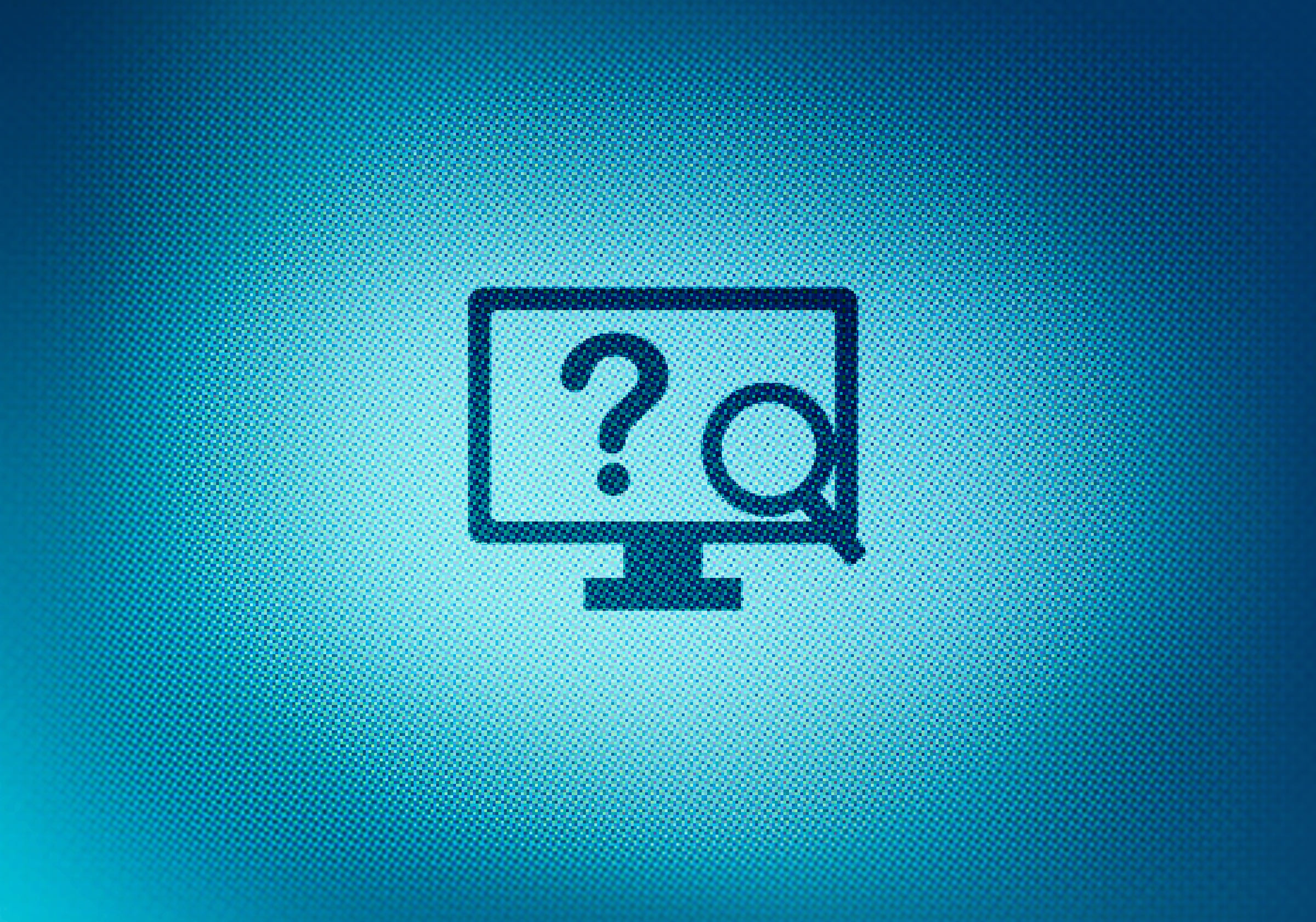 Close-up of desktop icon with magnifying glass on screen
