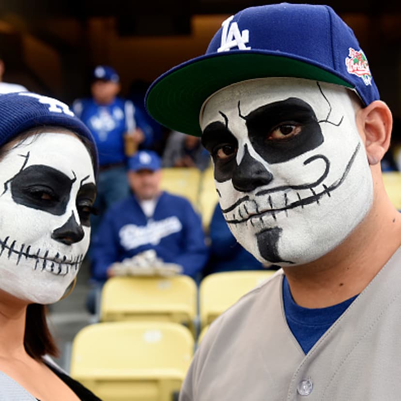 Dodgers fans dressed up in Halloween costumes for Game 6 of the 2017 World Series on Tuesday, October 31, 2017 in Los Angeles, California.