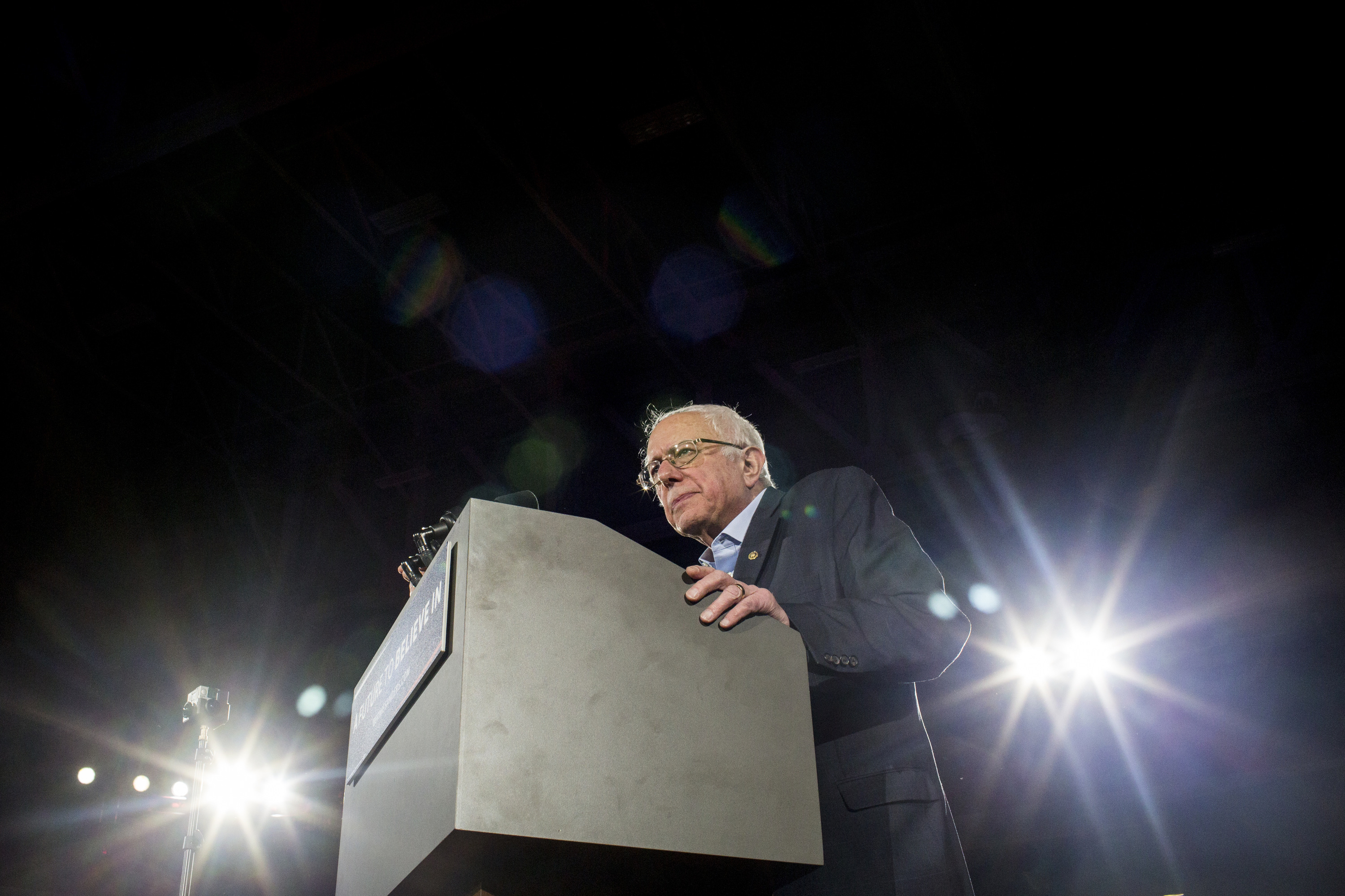 Bernie Sanders speaks to supporters at a campaign rally and concert in Iowa City, Iowa on Jan. 30, 2016.