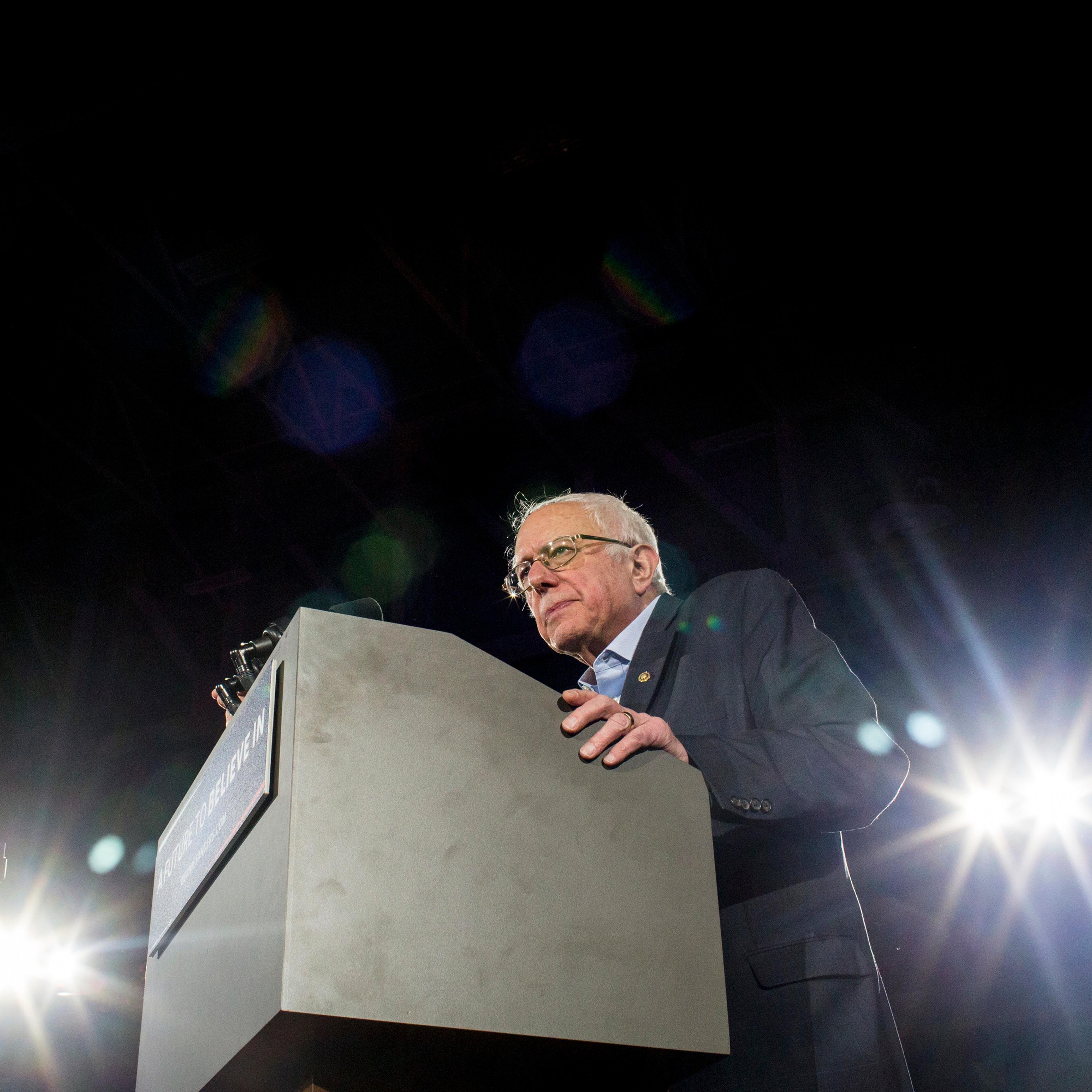 Bernie Sanders speaks to supporters at a campaign rally and concert in Iowa City, Iowa on Jan. 30, 2016.