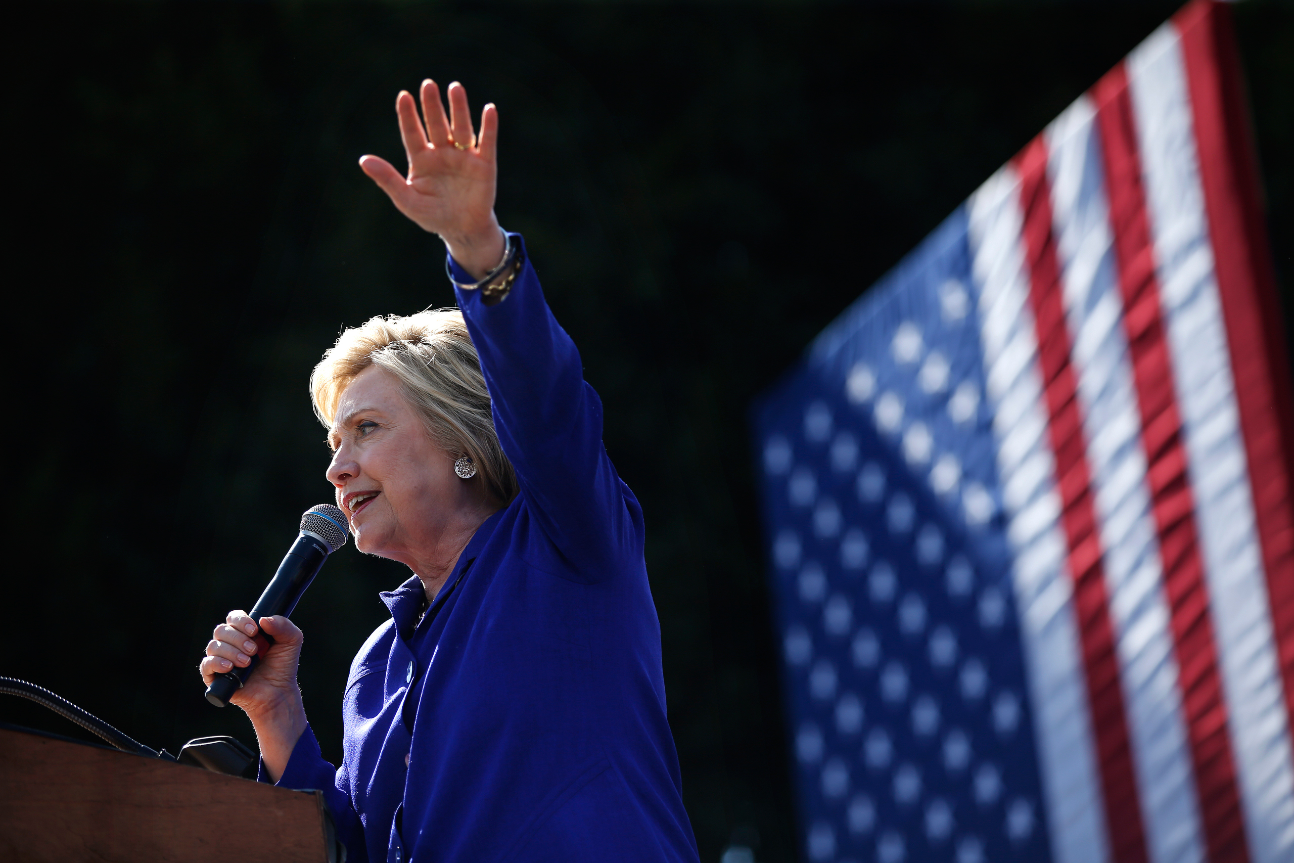 Democratic presidential candidate Hillary Clinton speaks at a rally, Monday, June 6, 2016, in Los Angeles. (AP Photo/John Locher)