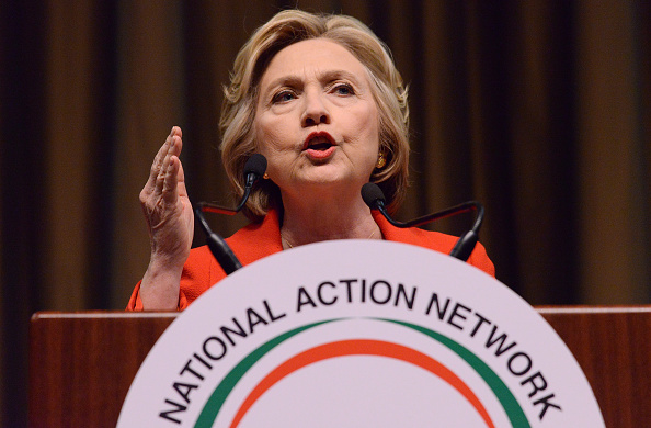 Democratic presidential candidate former Secretary of State Hillary Clinton speaks at the NAN 25th Anniversary National Convention at New York Sheraton Hotel &amp; Tower on April 13, 2016 in New York City.