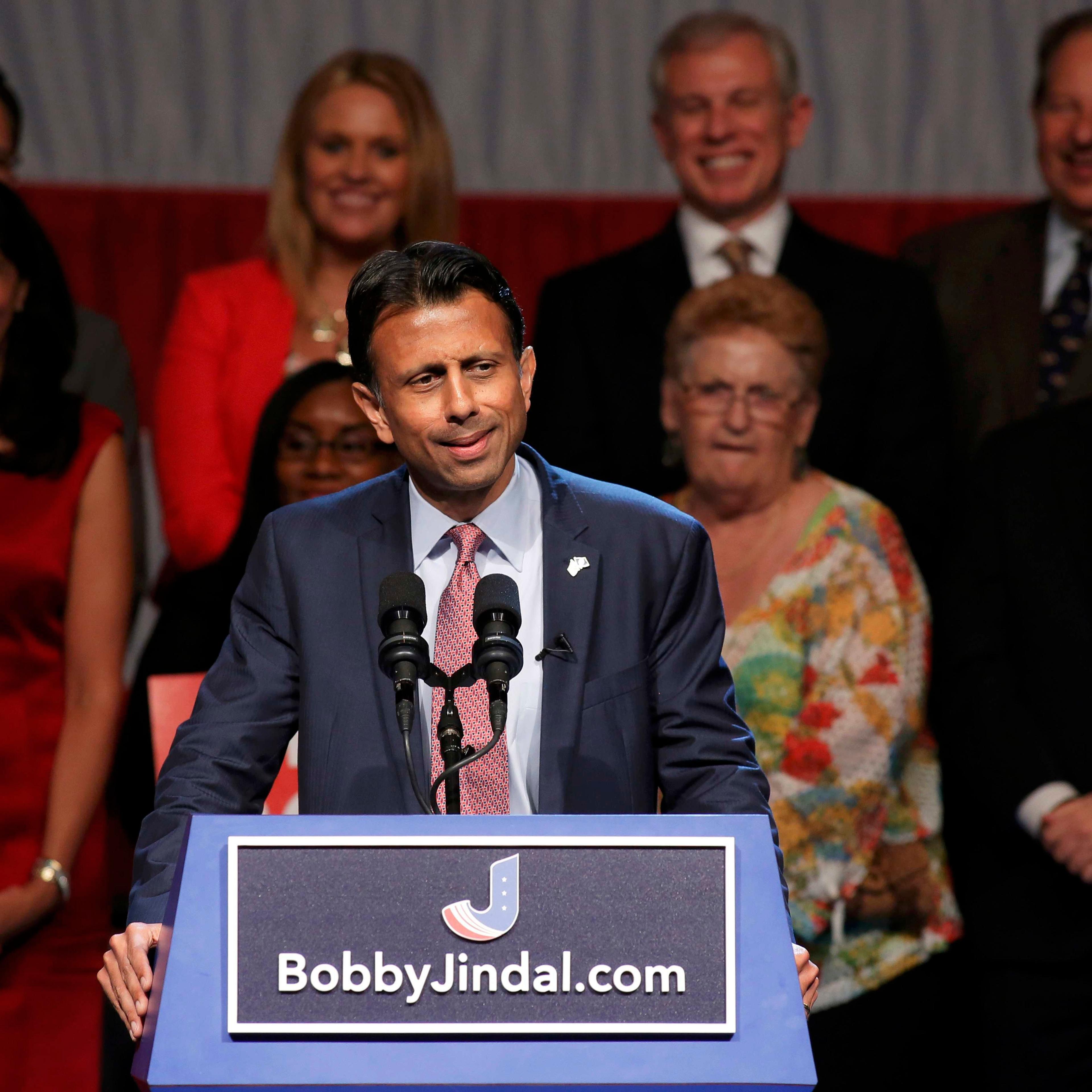 Republican presidential candidate and Louisiana Governor Bobby Jindal formally announces his campaign for the 2016 Republican presidential nomination in Kenner, Louisiana on June 24, 2015.
